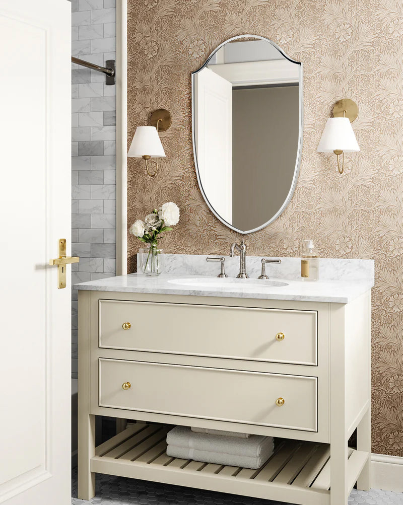 TEHOME Irregular Arched Metal Bathroom Mirror Accent Asymmetrical Mirror for Bathroom Vanity, Dresser, Mantel or Bedroom