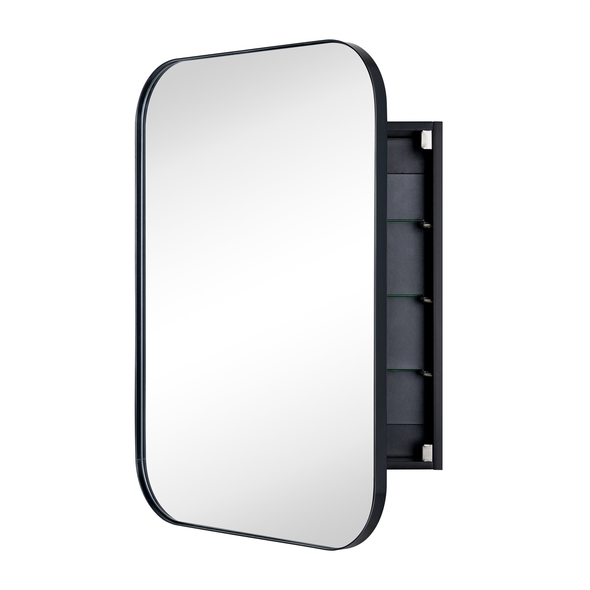 Surface and Recessed Mount Rectangular Stainless Steel Metal Framed Bathroom Medicine Cabinet with Mirror, 22'' W x 30'' H