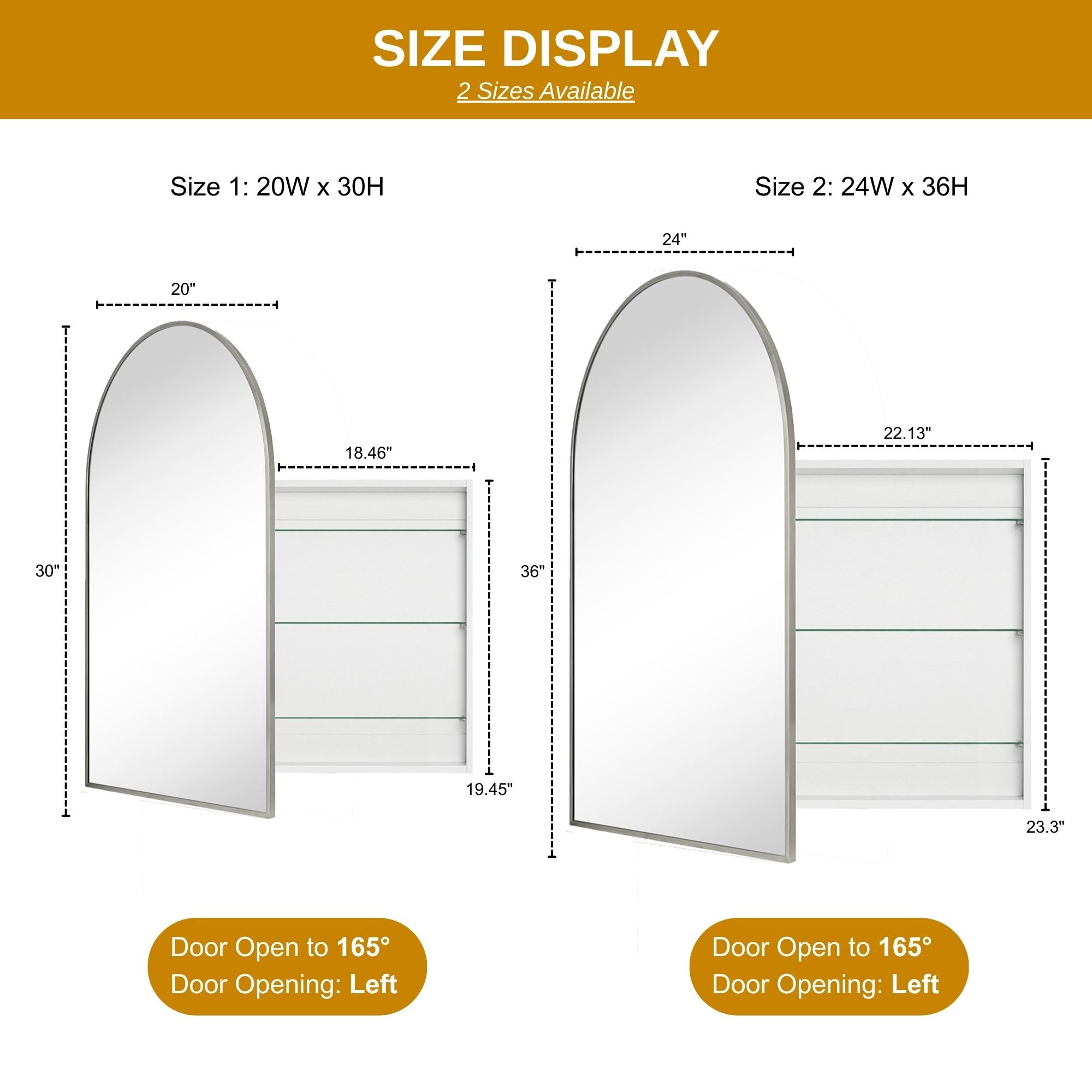Arched Bathroom Medicine Cabinet with Mirror Recessed and Surface Mount Medicine Cabinet Mirror