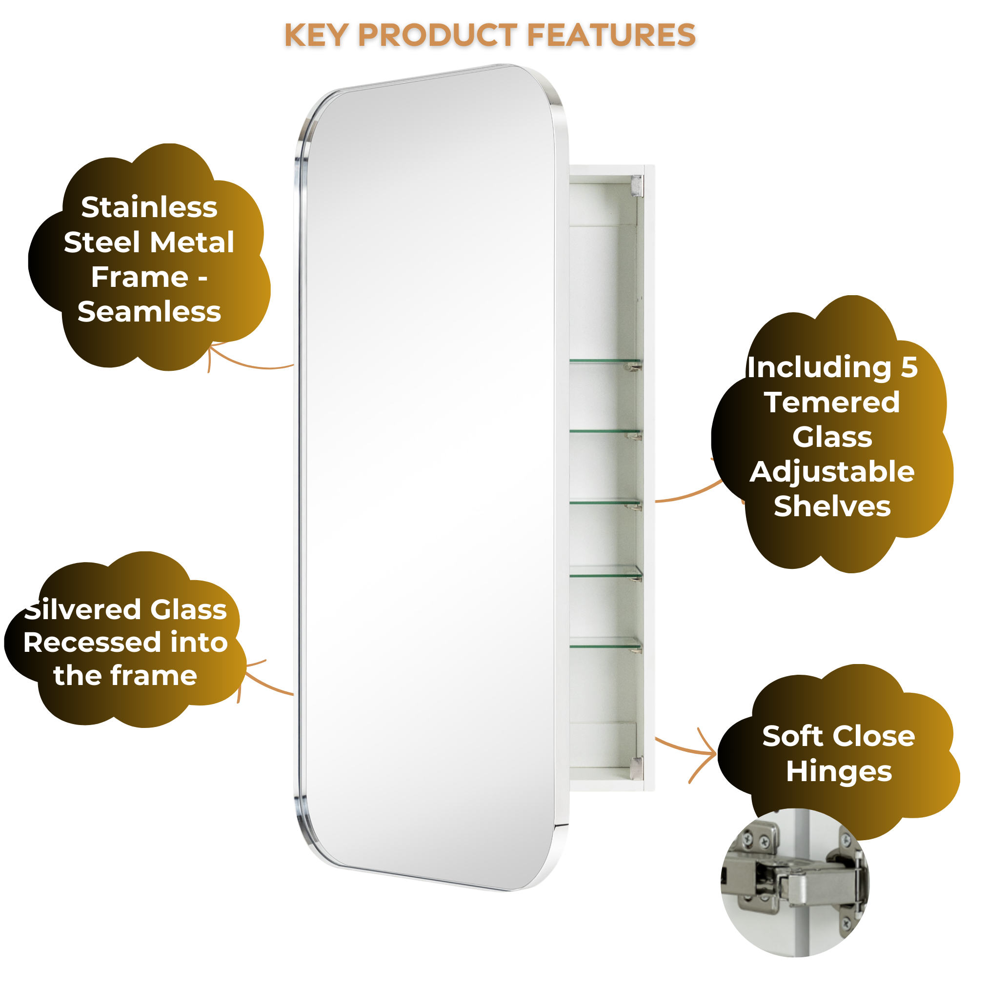 Surface and Recessed Mount Rectangular Long Narrow Stainless Steel Metal Framed Bathroom Medicine Cabinet with Mirror, 20'' W x 40'' H