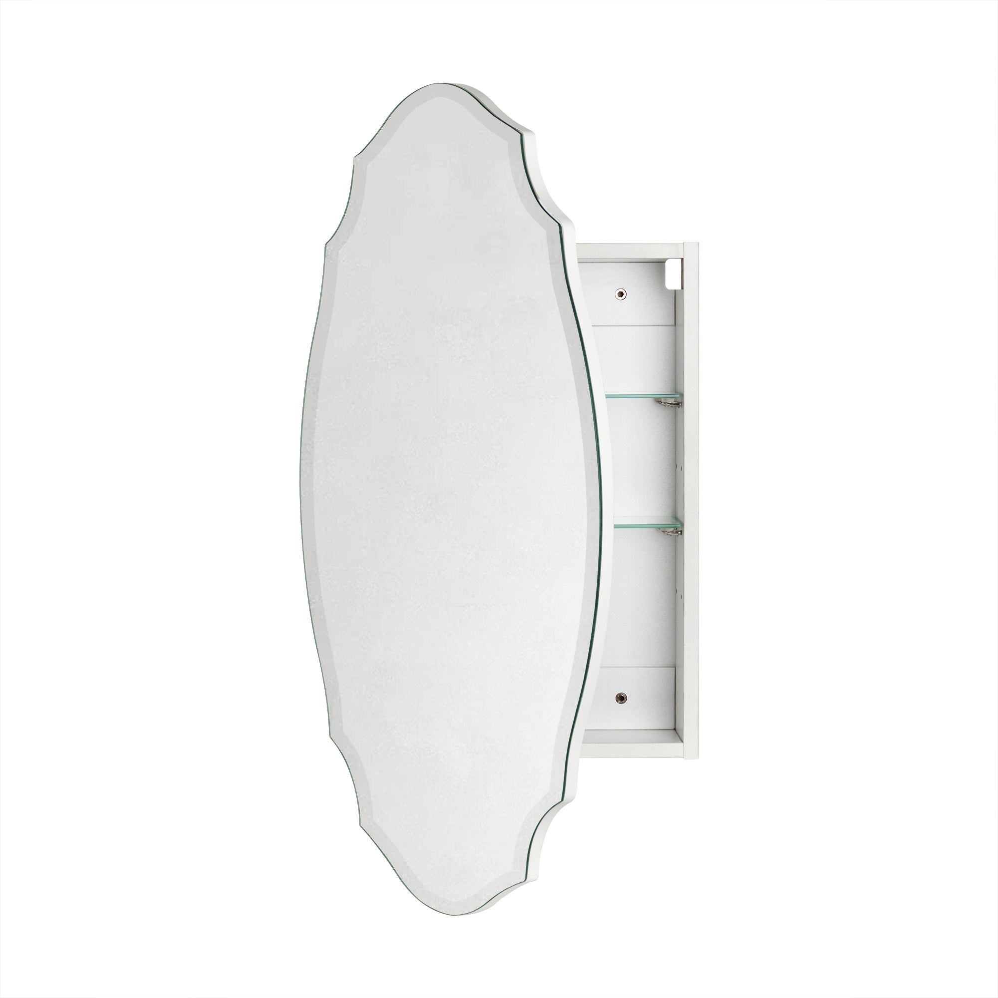 Frameless Irregular Medicine Cabinet with Beveled Mirror Surface Bathroom Medicine Cabinet Mirror with Storage for Bathroom