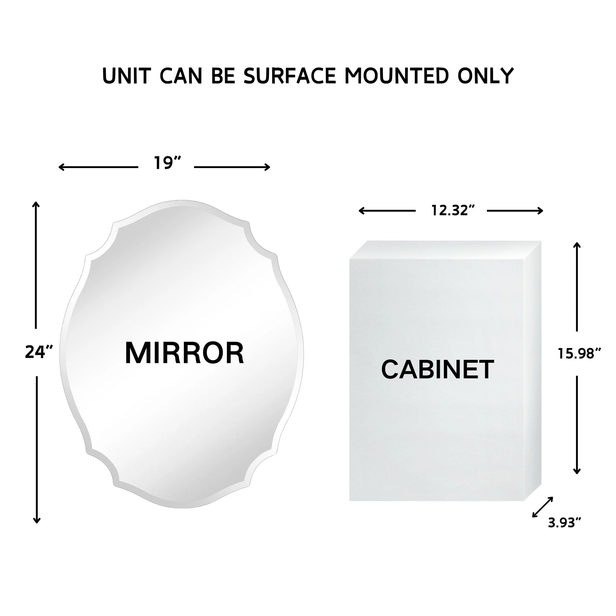 Frameless Irregular Medicine Cabinet with Beveled Mirror Surface Bathroom Medicine Cabinet Mirror with Storage for Bathroom