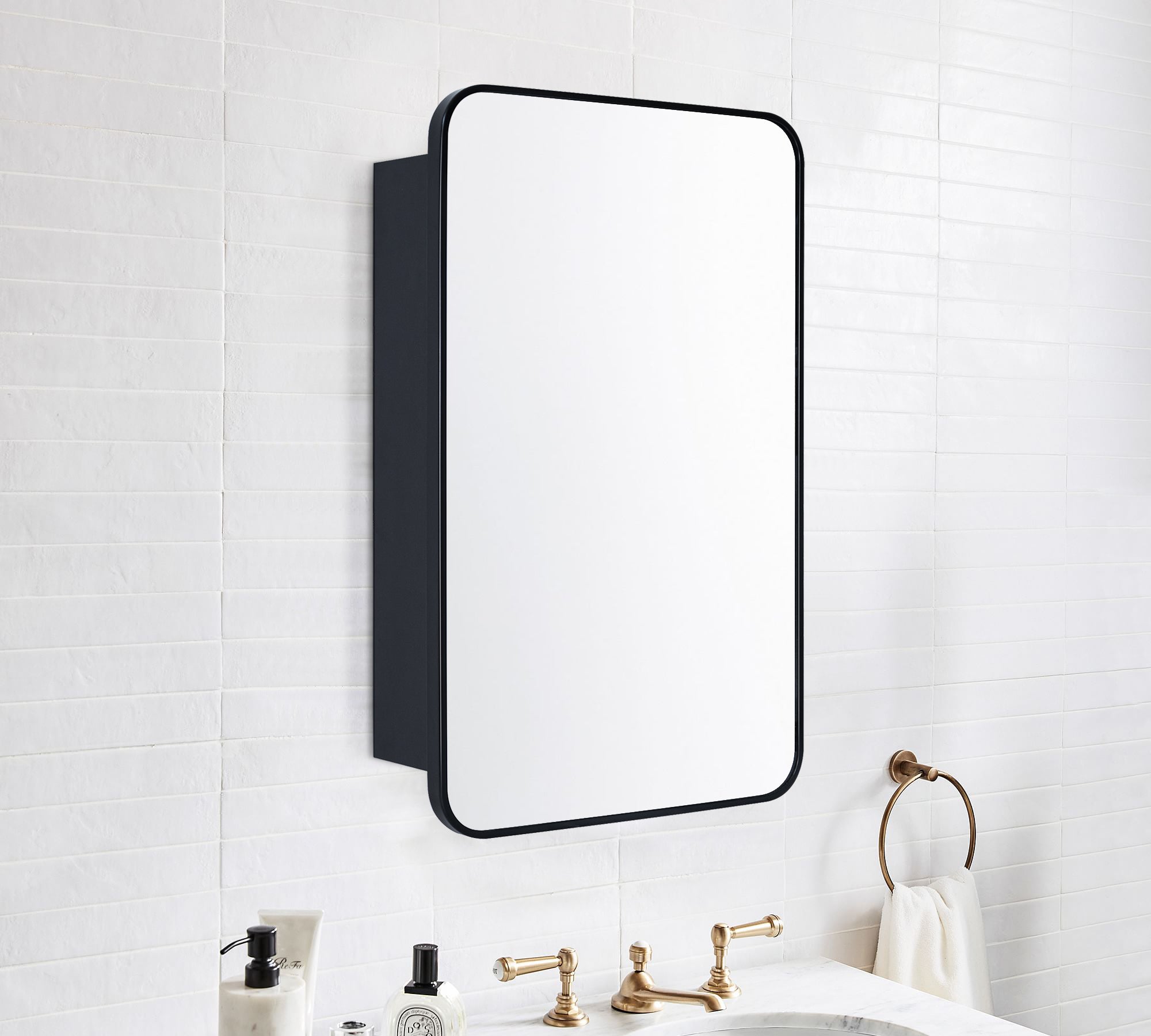 Garnes Rectangular Recessed or Surface Mount Metal Framed Medicine Cabinet with Mirror