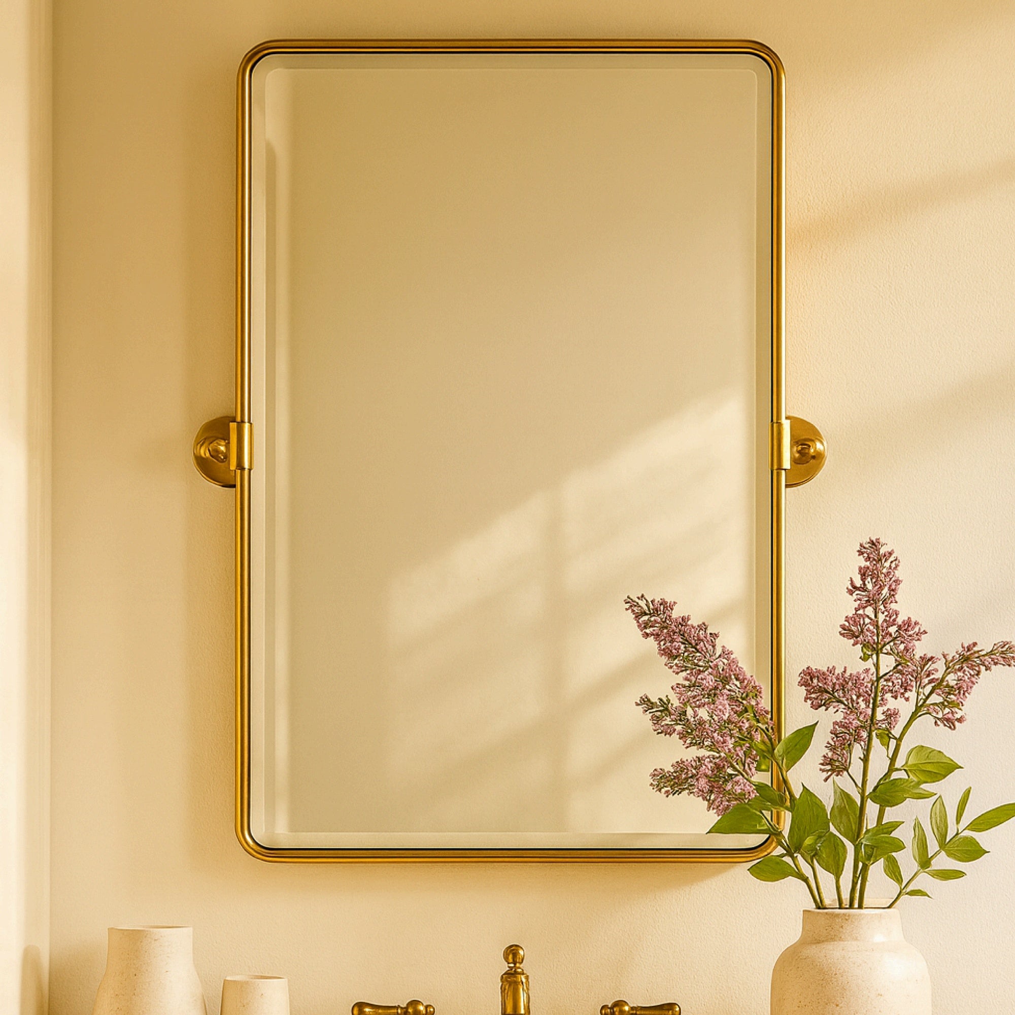 Woodvale Rectangular Pivoting Mirror Tilt Mirror for Bathroom Swivel Metal Framed Rectangle Wall Mounted Bathroom Vanity Mirror