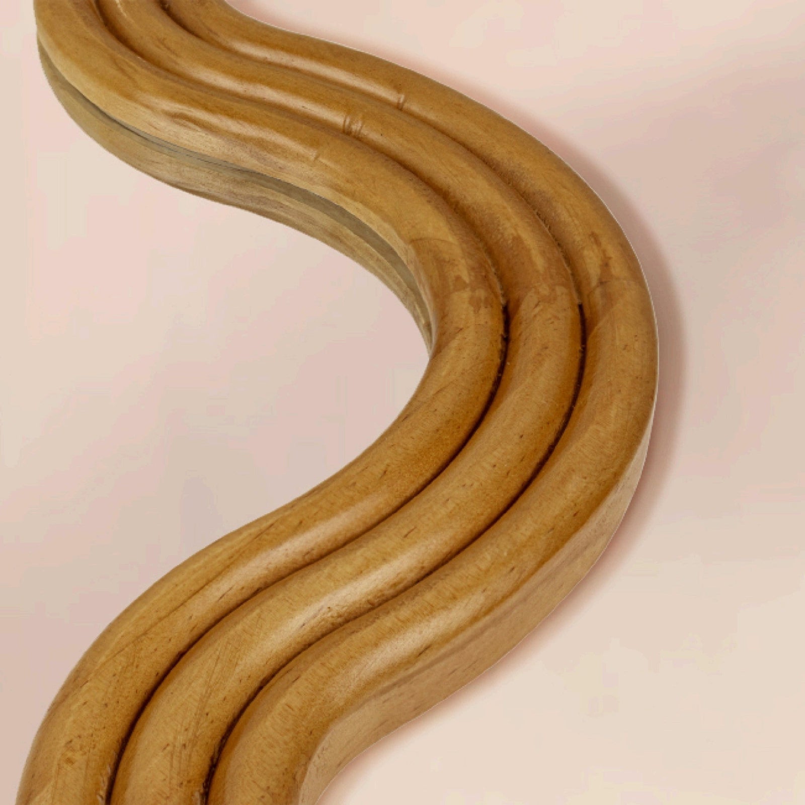 TEHOME 24''x36'' Irregular Wood Framed Mirror with Scalloped and Curvy Corners, Asymmetrical Natural Wood Bathroom Wall Mirror, Vertical/Horizontal Hanging