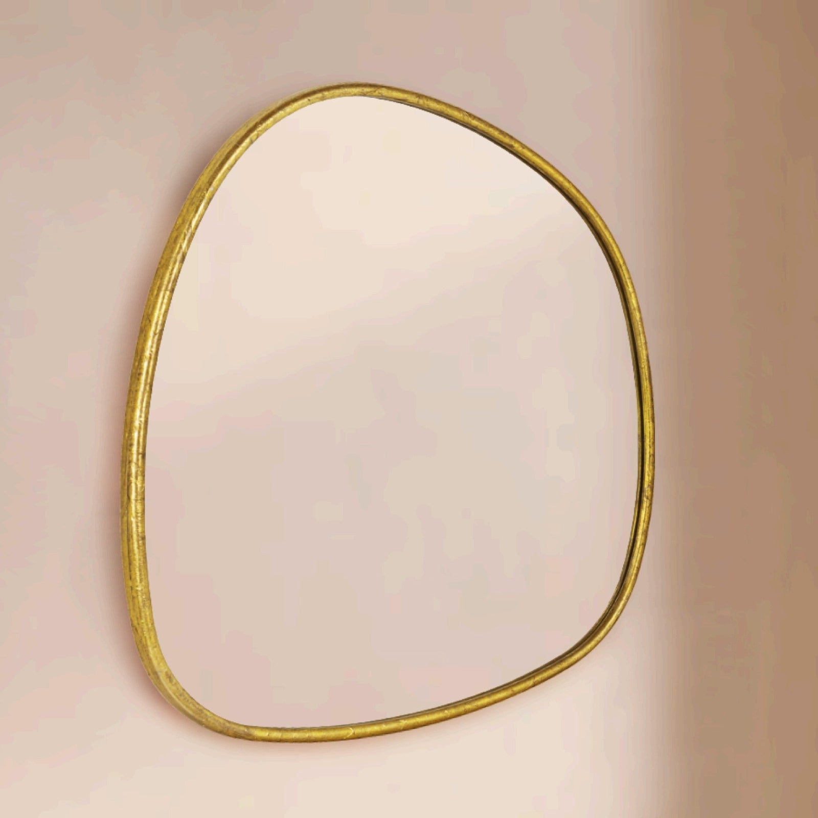 TEHOME Asymmetrical Irregular Shaped Mirror Antiqued Gold Asymmetrical Accent Mirror Irregular Bathroom Wall Mirror