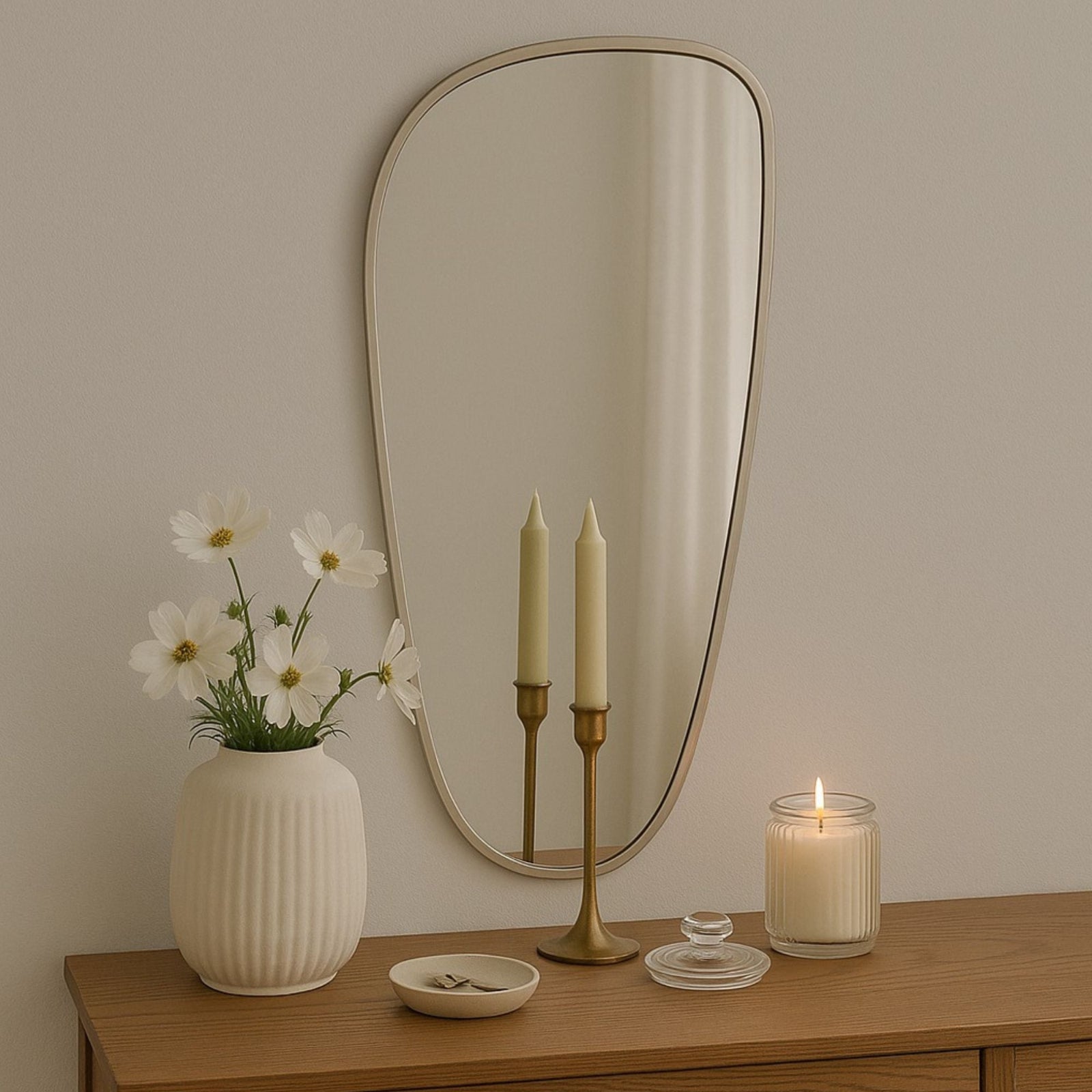 Large Irregular Full Length Mirror Asymmetrical Floor Bathroom Mirror Irregular Shaped Full Body Wall Mirror