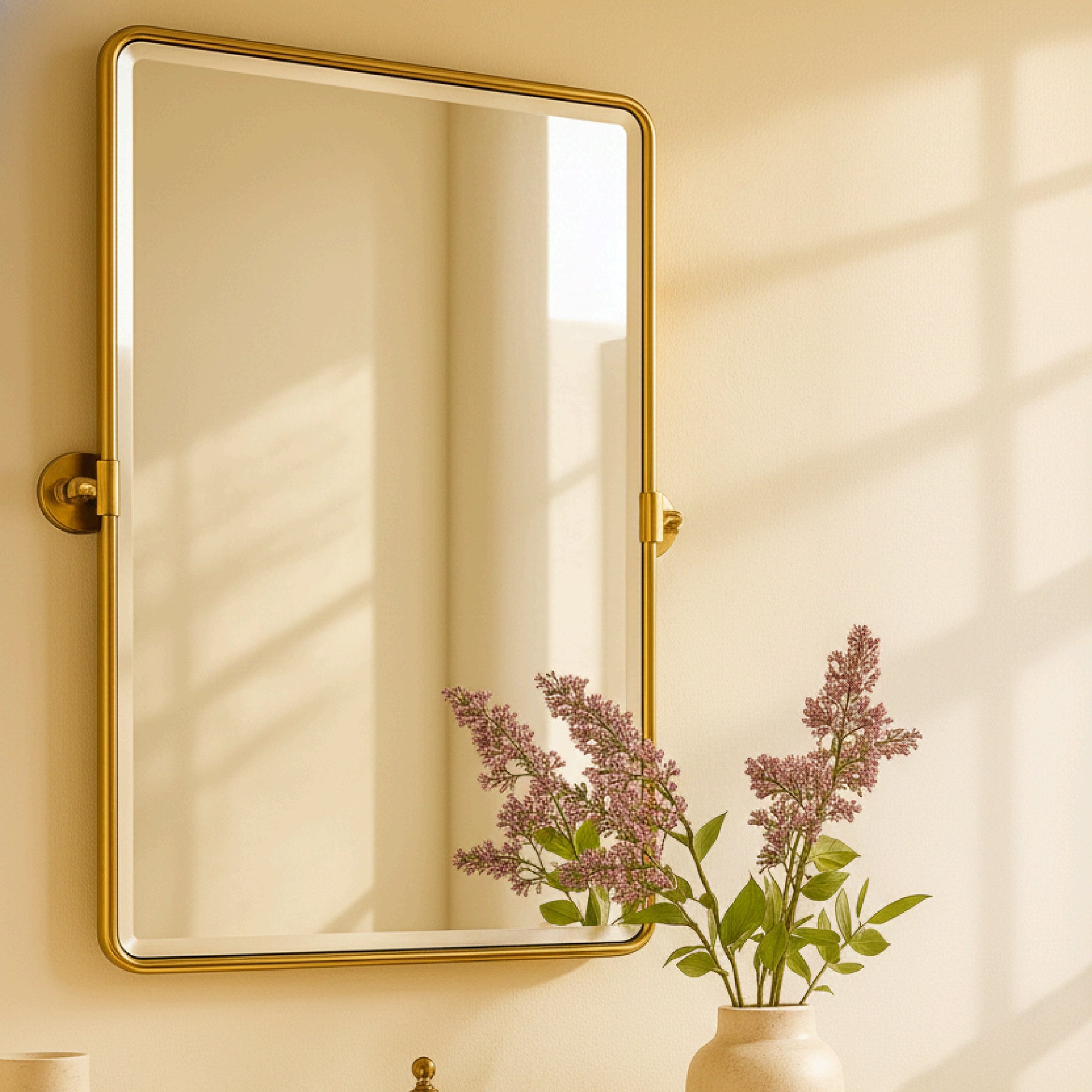 Woodvale Rectangular Pivoting Mirror Tilt Mirror for Bathroom Swivel Metal Framed Rectangle Wall Mounted Bathroom Vanity Mirror