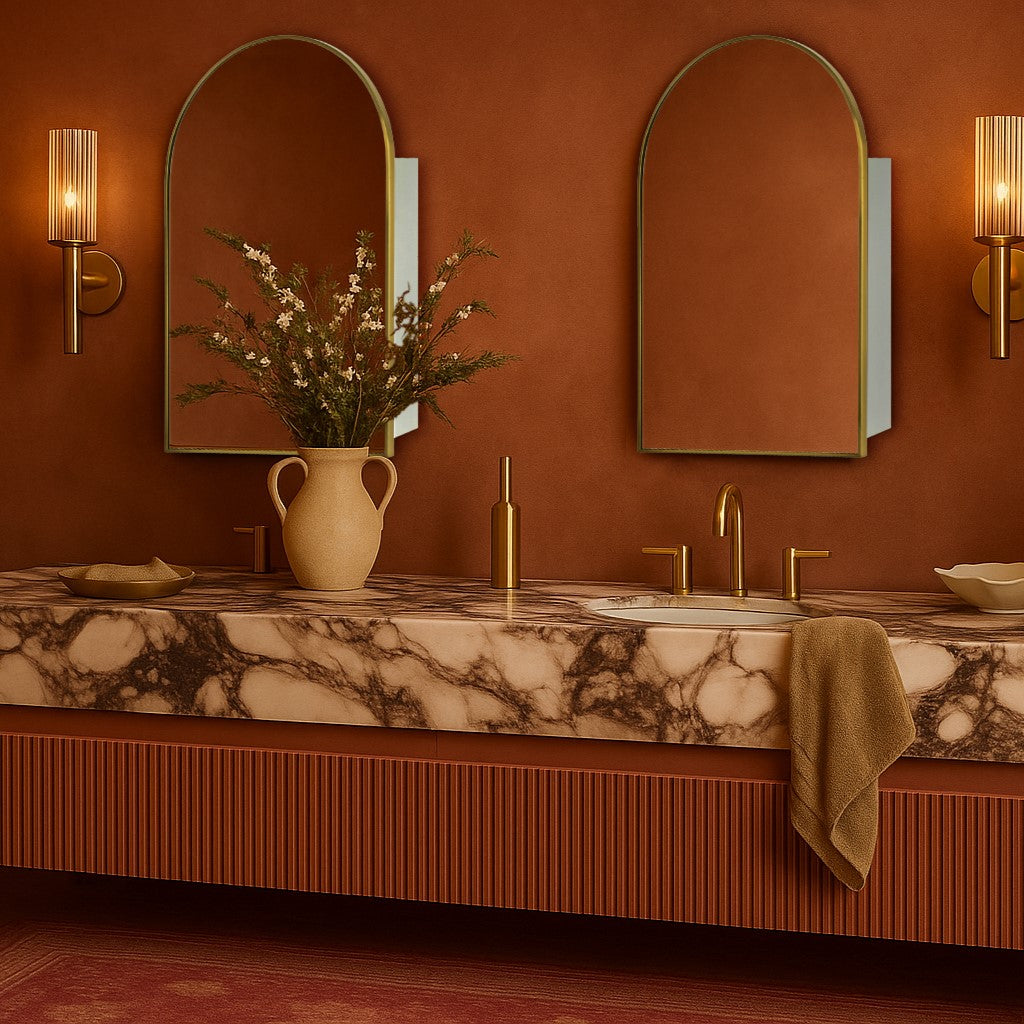 Arched Bathroom Medicine Cabinet with Mirror Recessed and Surface Mount Medicine Cabinet Mirror