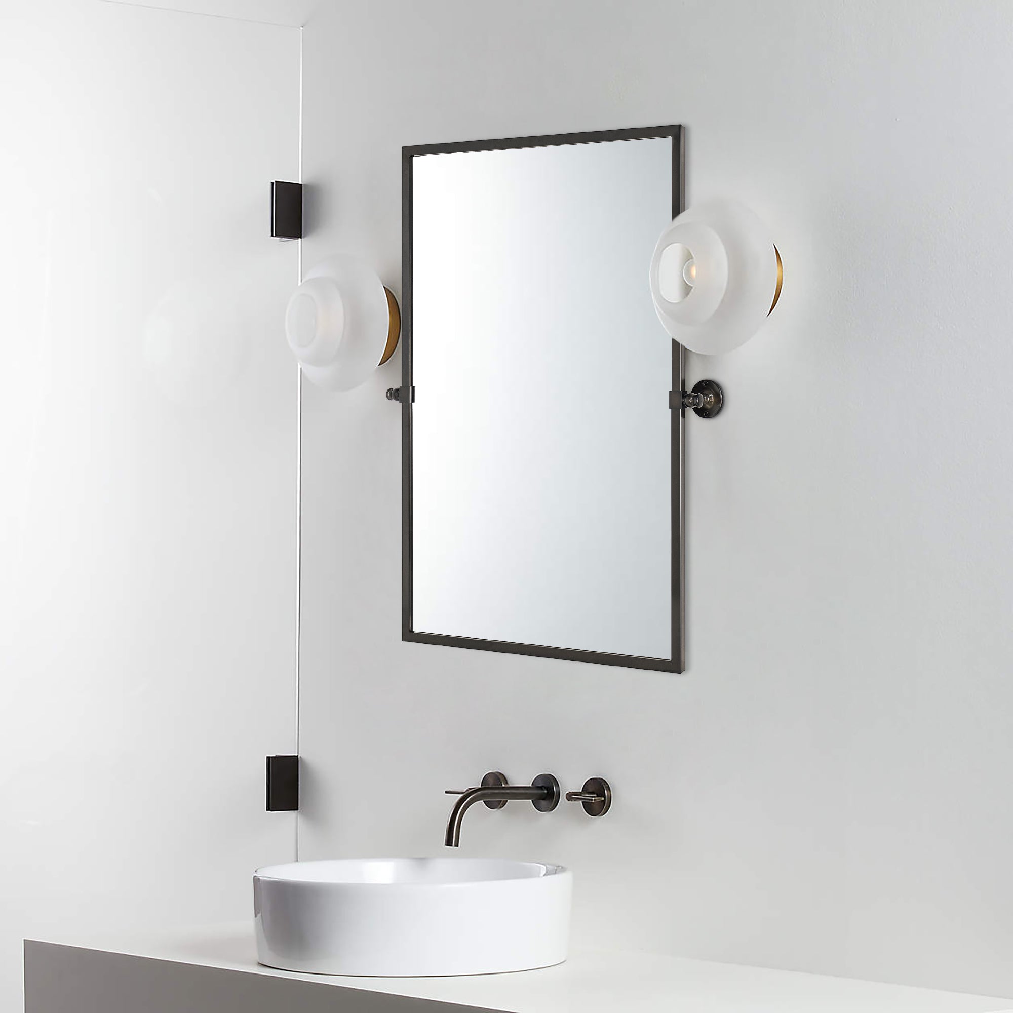 Rectangular Metal Framed Pivot Wall Mounted Bathroom Vanity Mirror