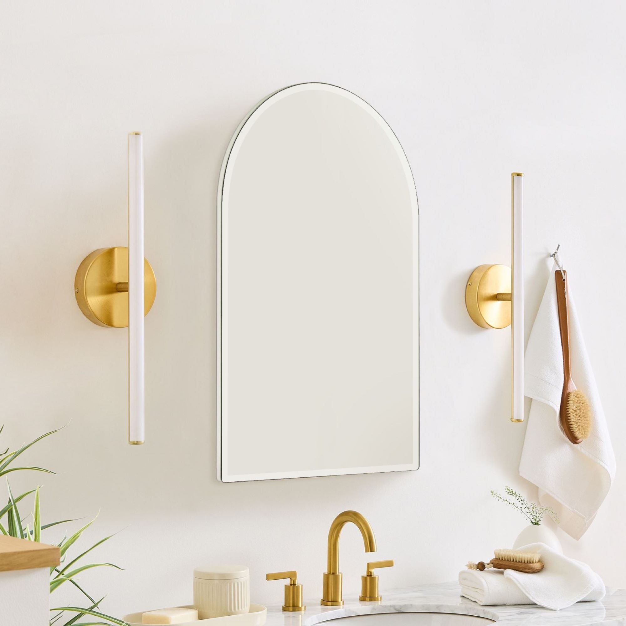 Arched Recess and Surface Mount Frameless Medicine Cabinet with Mirror