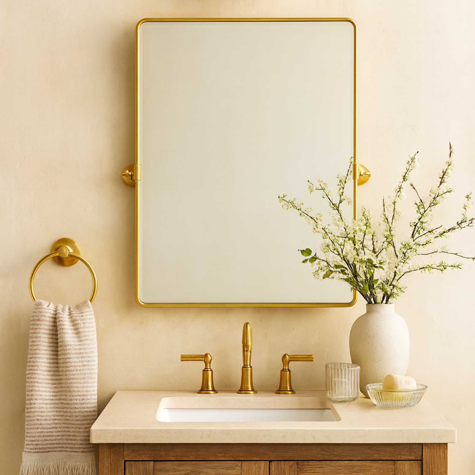 Woodvale Farmhouse Rectangle Bathroom Pivot Mirrors