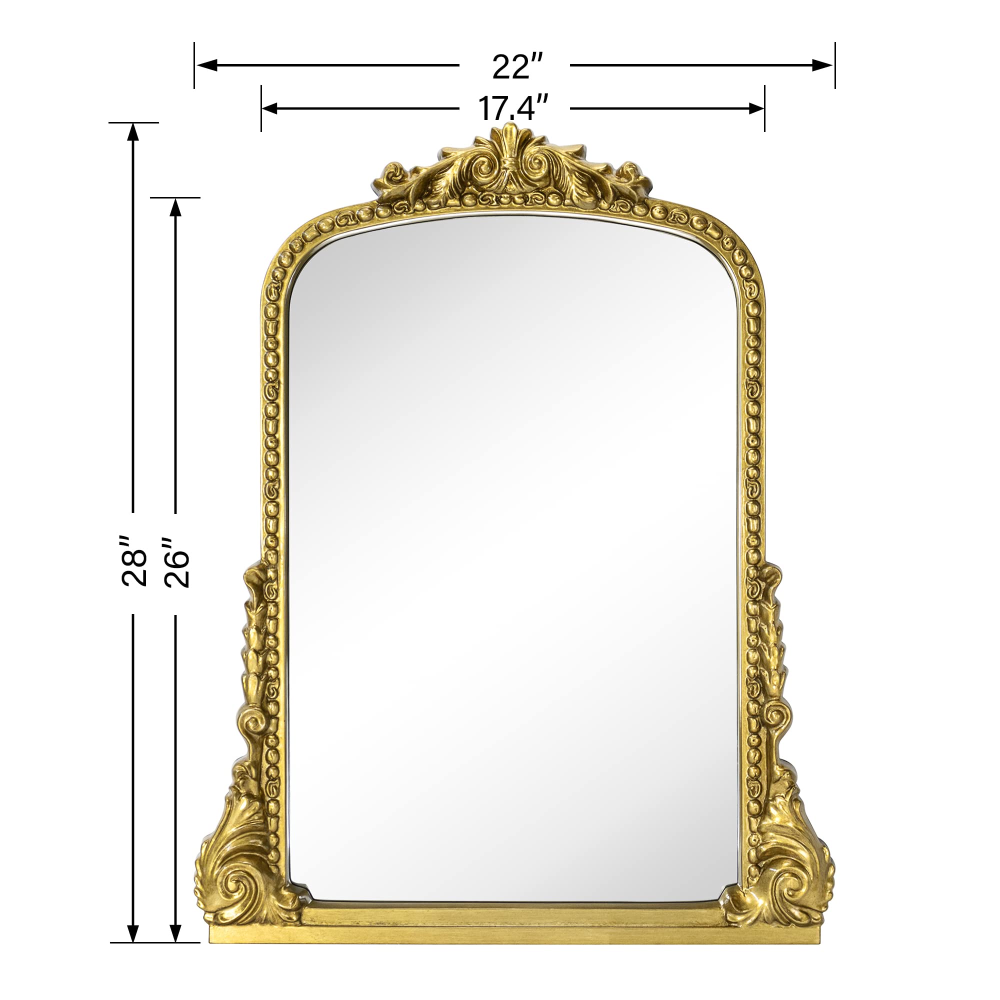 Arched Framed Wall Mounted Bathroom Vanity Mirror