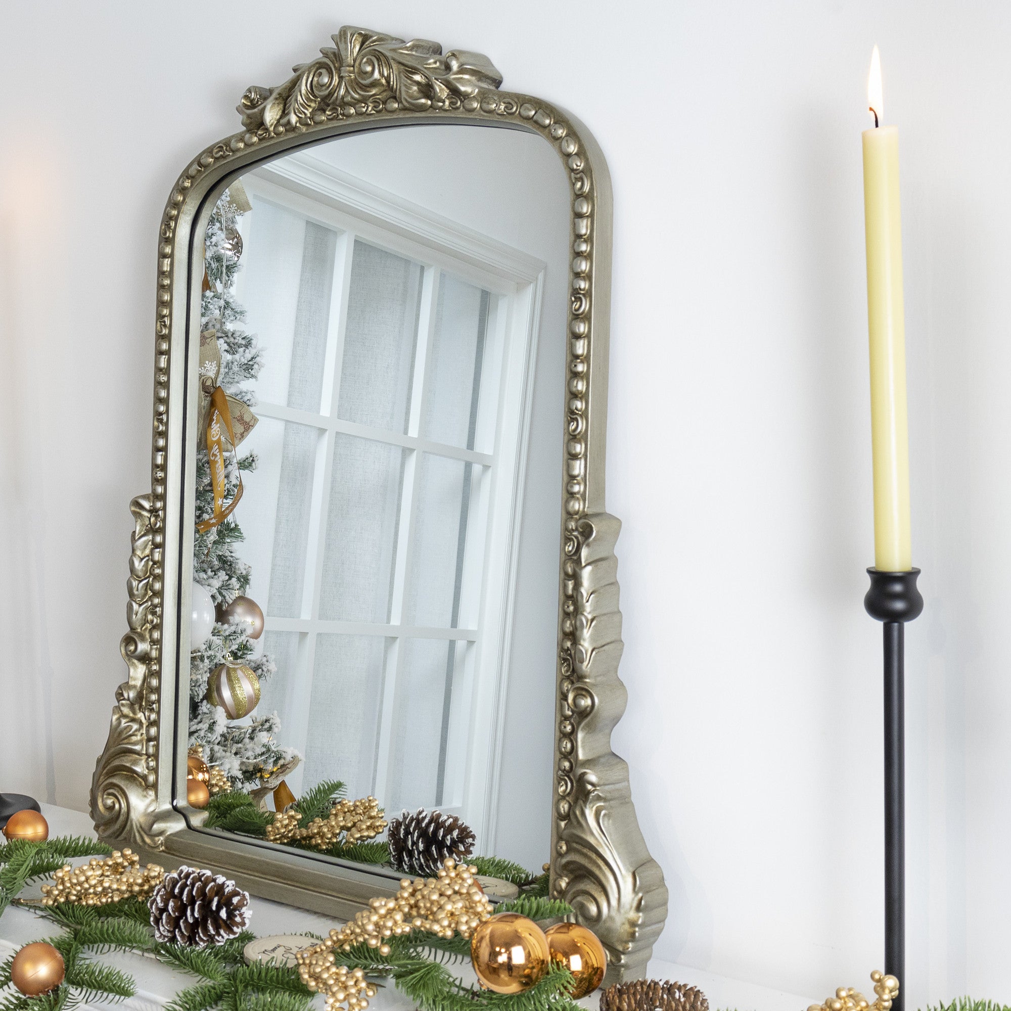 Arched Framed Wall Mounted Bathroom Vanity Mirror