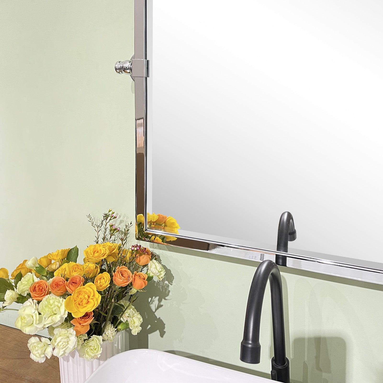 Rectangular Metal Framed Pivot Wall Mounted Bathroom Vanity Mirror
