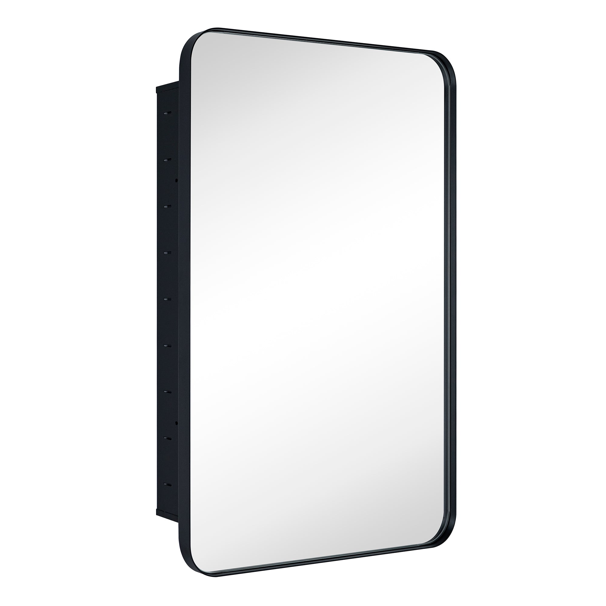 Rounded Rectangular Stainless Steel Recessed Framed Medicine Cabinet with Mirror