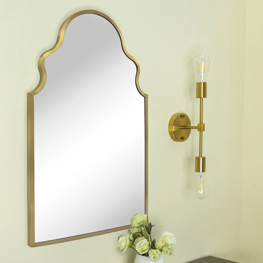 Arched Stainless Steel Metal Framed Wall Mounted Bathroom Vanity Mirror