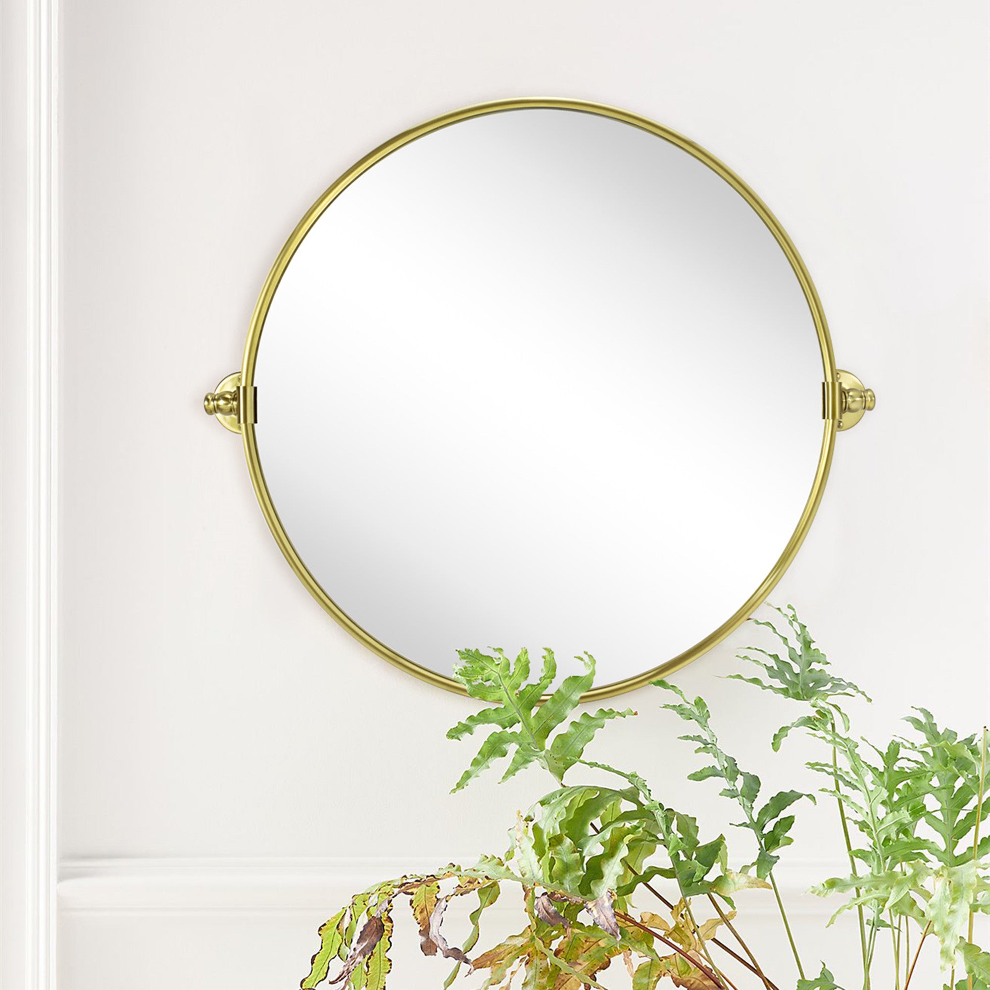 Adlina Round Pivoting Mirror Tilt Mirror for Bathroom Swivel Metal Framed Circular Wall Mounted Bathroom Vanity Mirror
