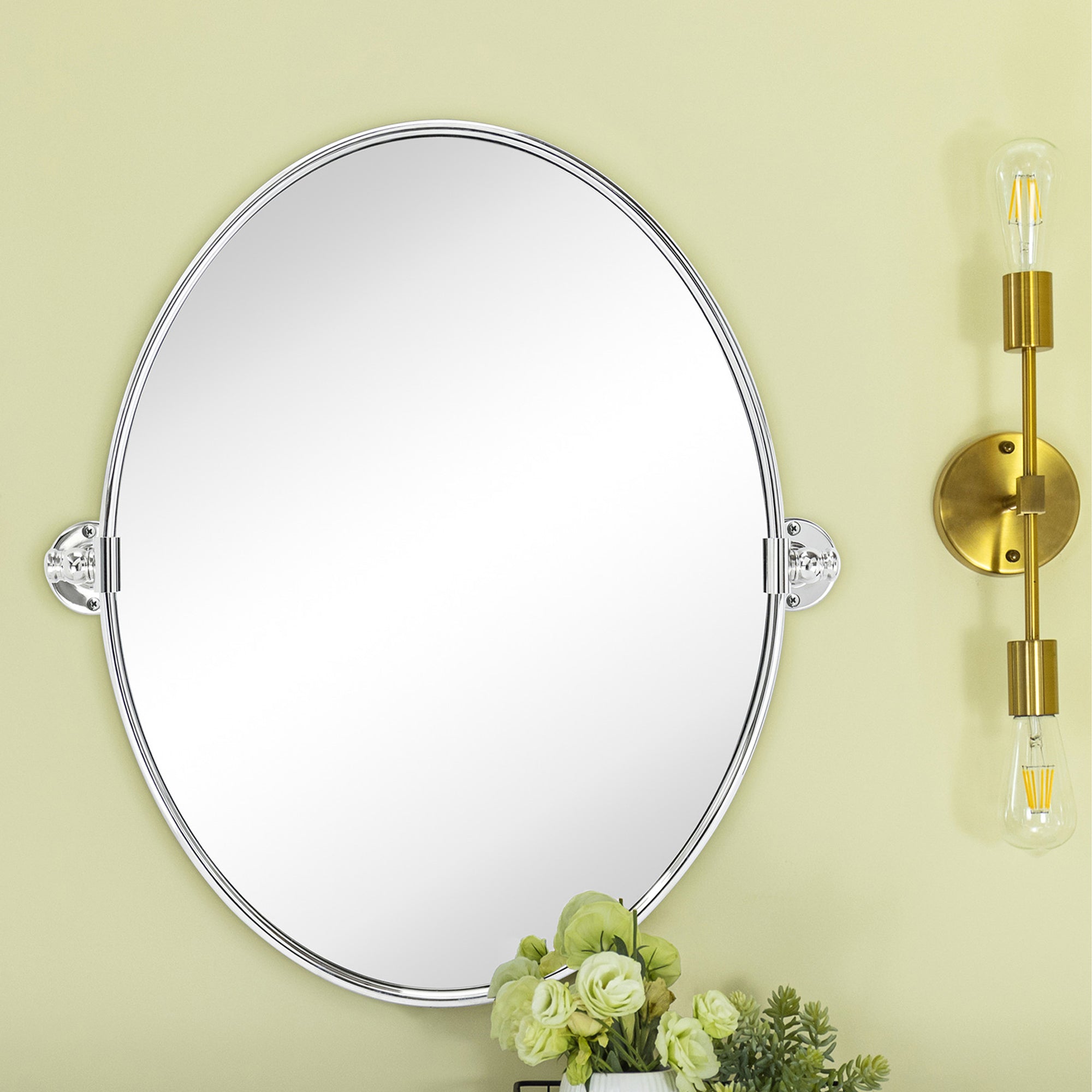 Pivot Oval Metal Framed Wall Mounted Bathroom Vanity Mirror