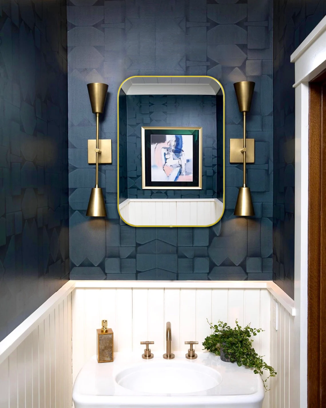 Rounded Rectangular Framed Wall Mounted Bathroom Vanity Mirror