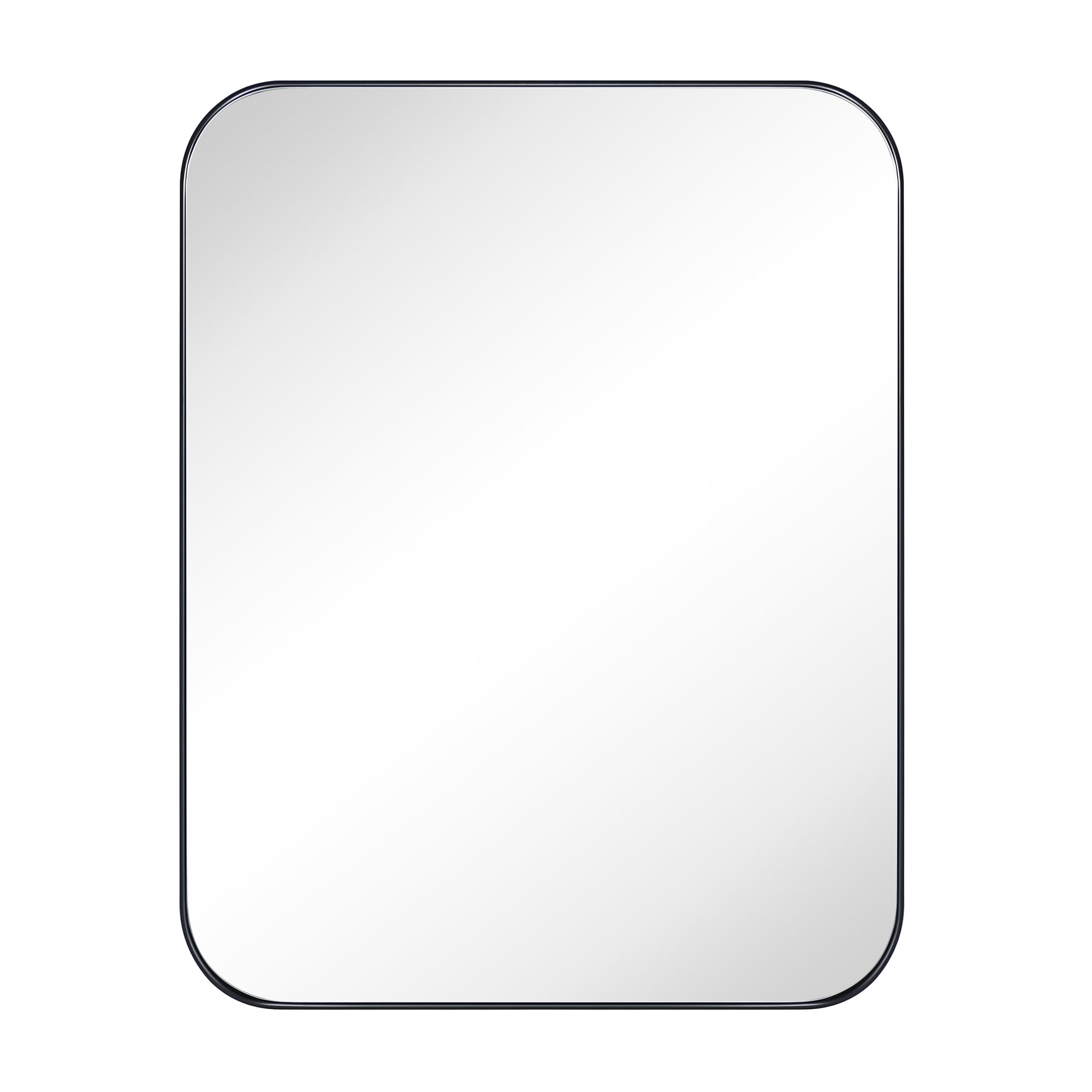 Rounded Rectangular Stainless Steel Recessed Framed Medicine Cabinet with Mirror