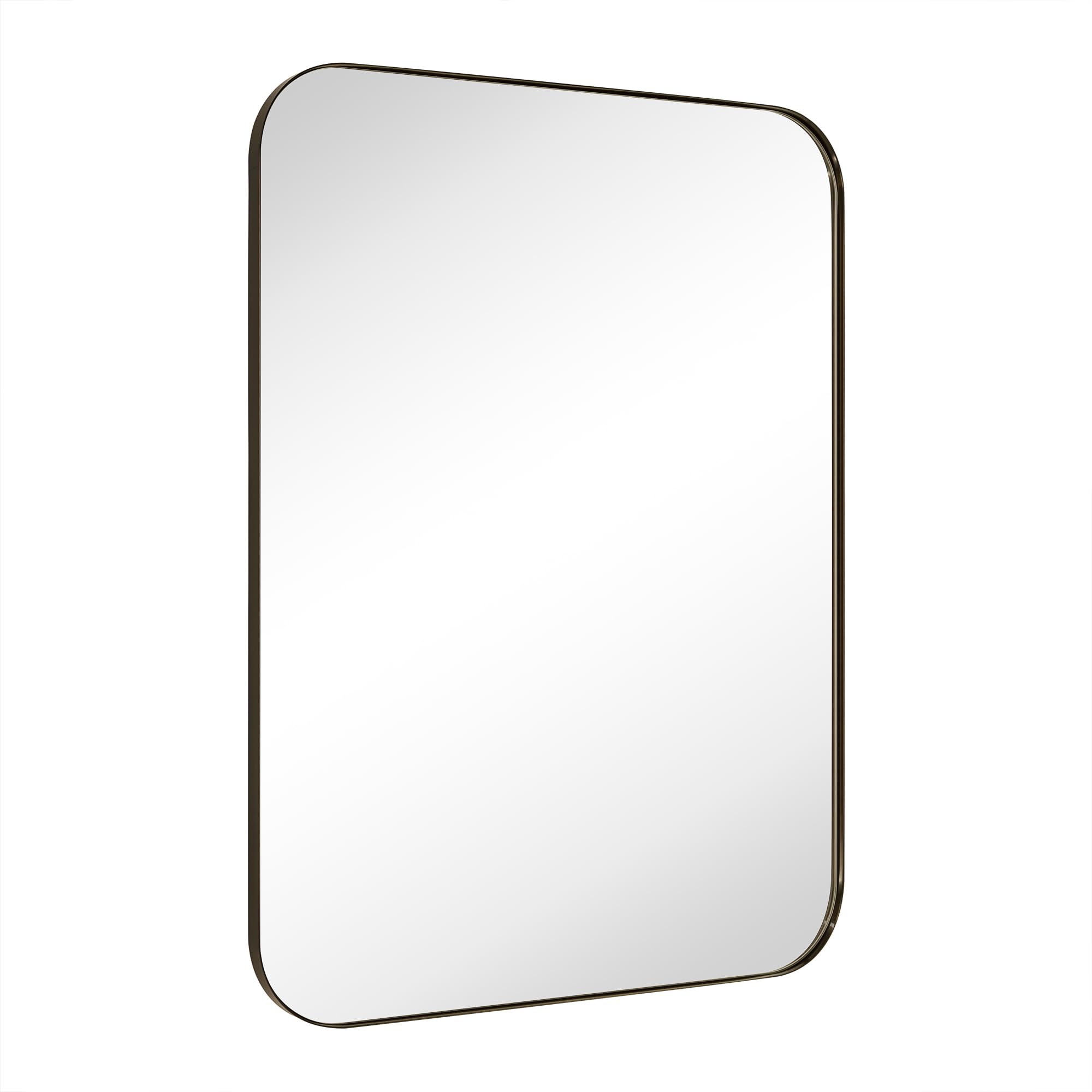 Mid-Century Rectangular Stainless Steel Framed Wall Mounted Bathroom Vanity Mirror