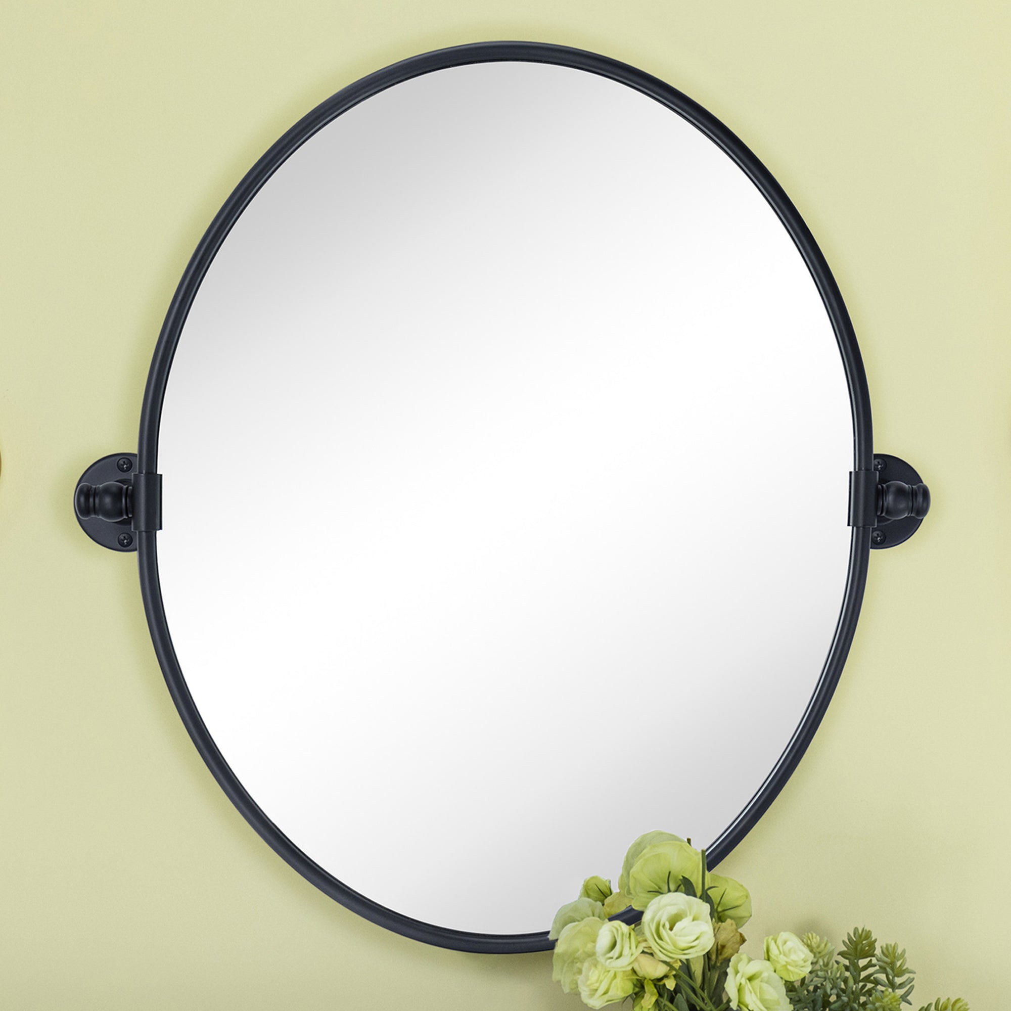 Pivot Oval Metal Framed Wall Mounted Bathroom Vanity Mirror