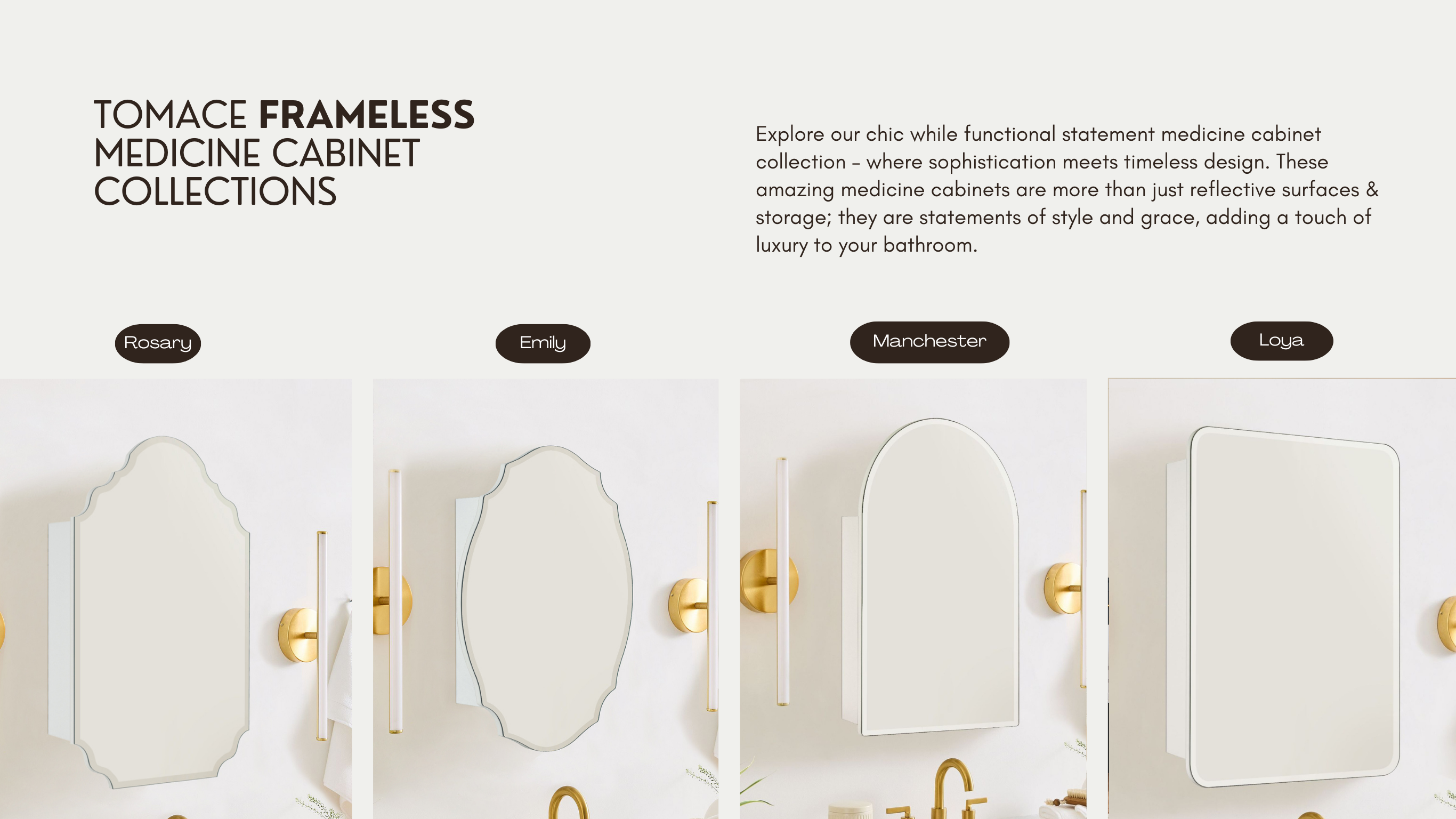 Frameless Irregular Medicine Cabinet with Beveled Mirror Surface Bathroom Medicine Cabinet Mirror with Storage for Bathroom