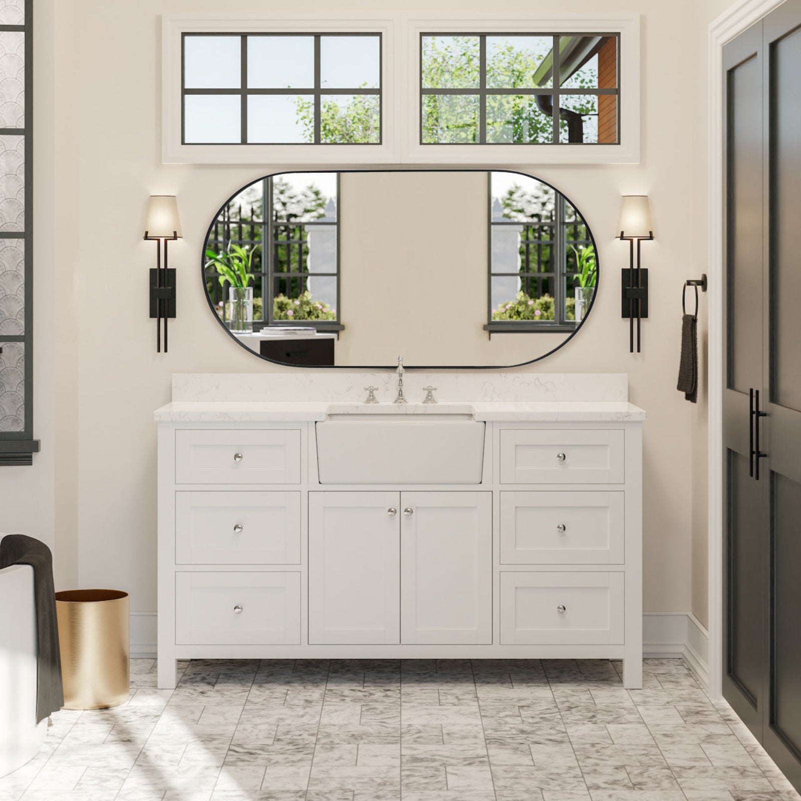 Oval Metal Framed Wall Mounted Bathroom Vanity Mirror