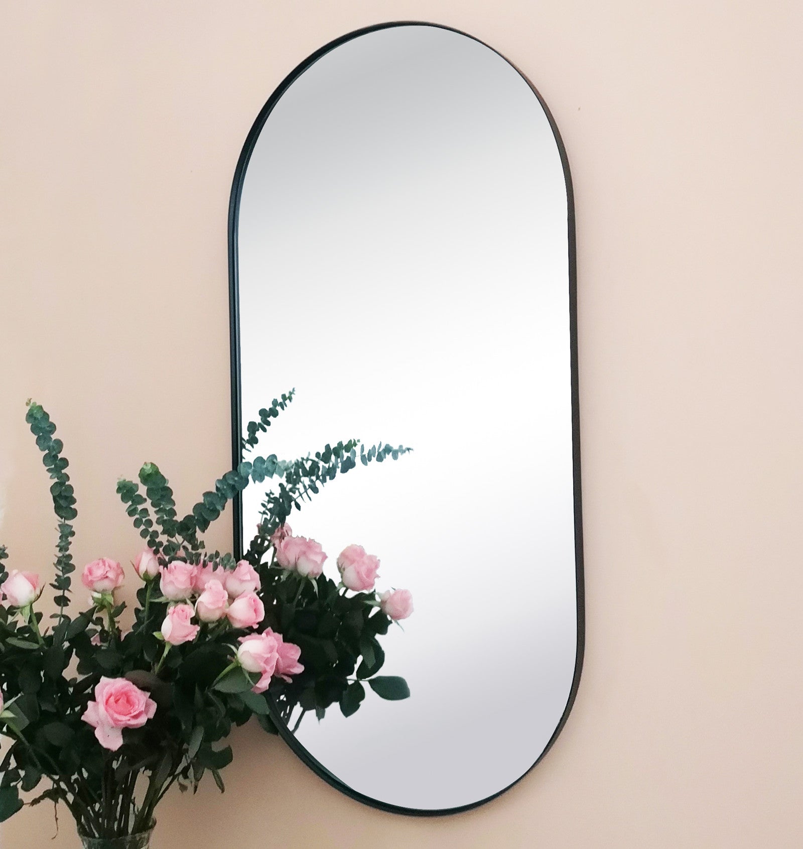Oval Metal Framed Wall Mounted Bathroom Vanity Mirror