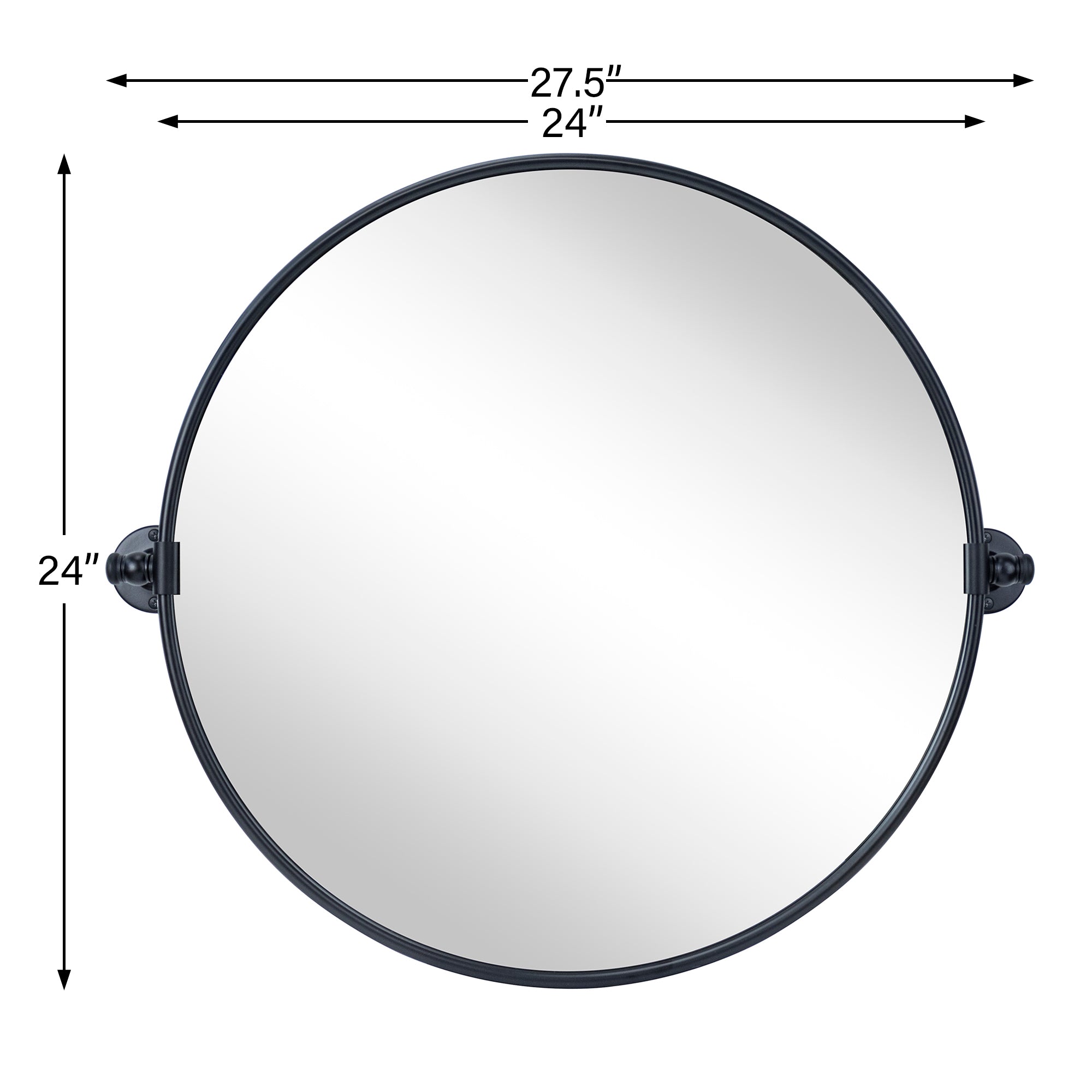 Round Stainless Steel Framed Pivoting Wall Mounted Bathroom Vanity Mirror