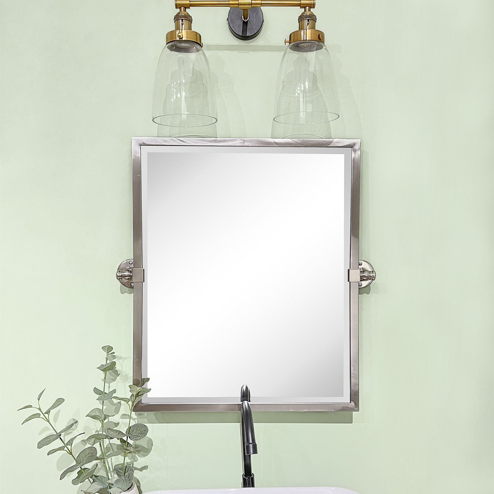 Rectangular Metal Framed Pivot Wall Mounted Bathroom Vanity Mirror