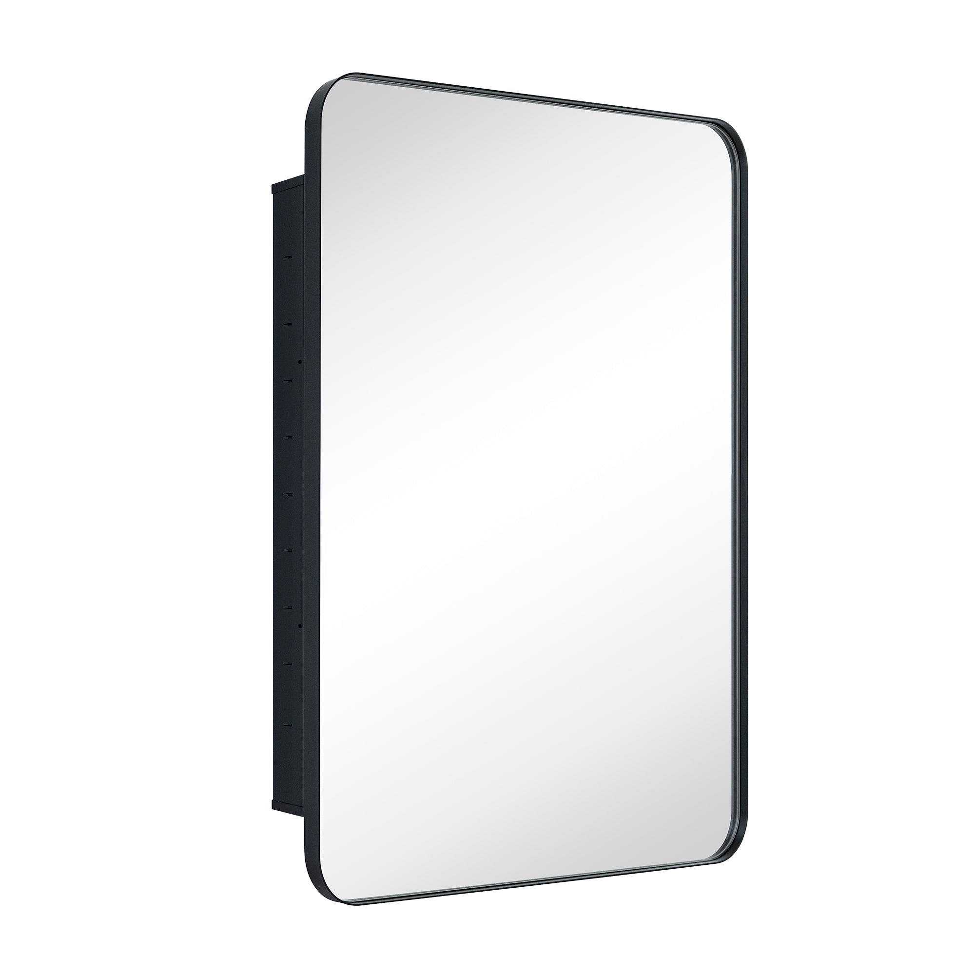 Rounded Rectangular Stainless Steel Recessed Framed Medicine Cabinet with Mirror