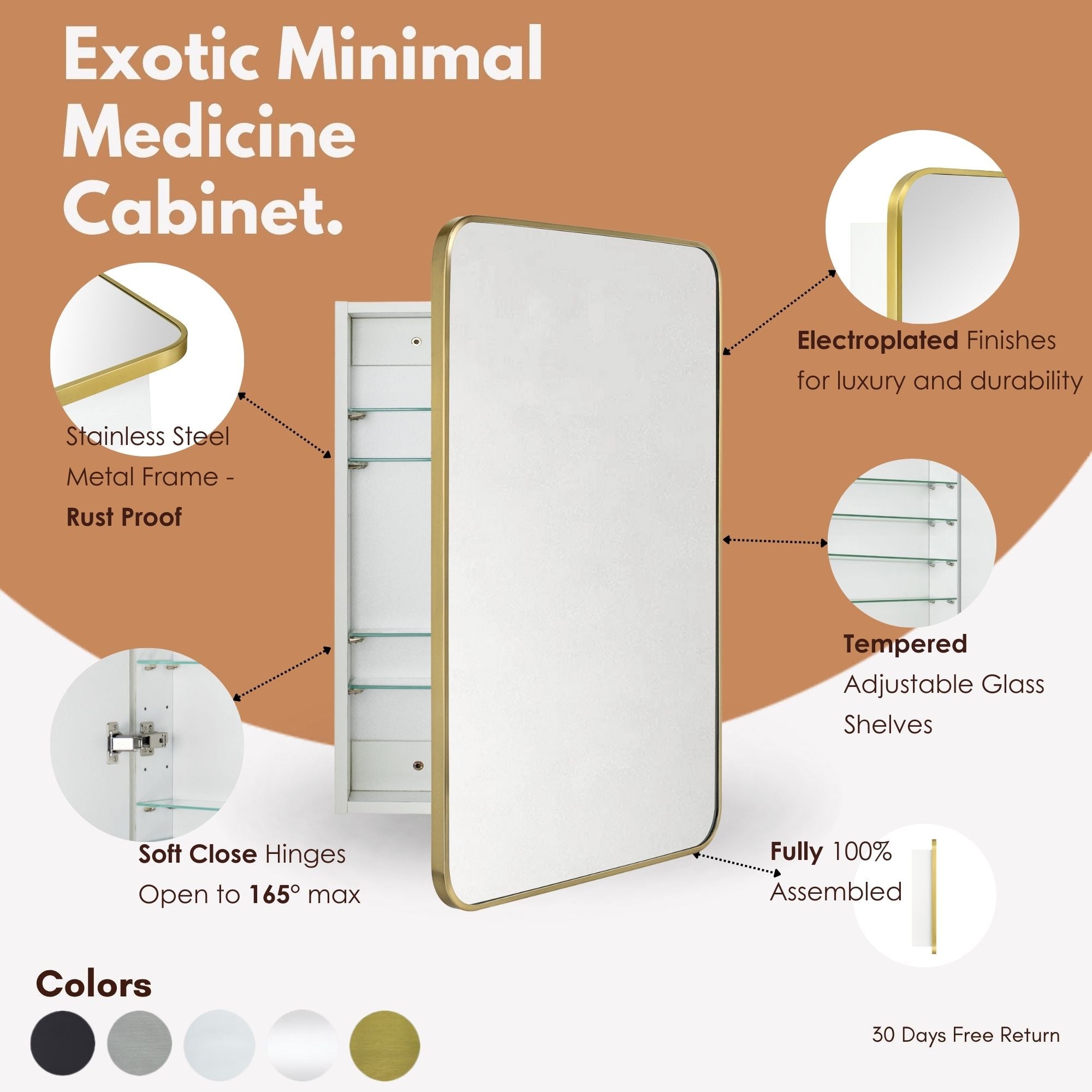 Garnes Rectangular Recessed or Surface Mount Metal Framed Medicine Cabinet with Mirror