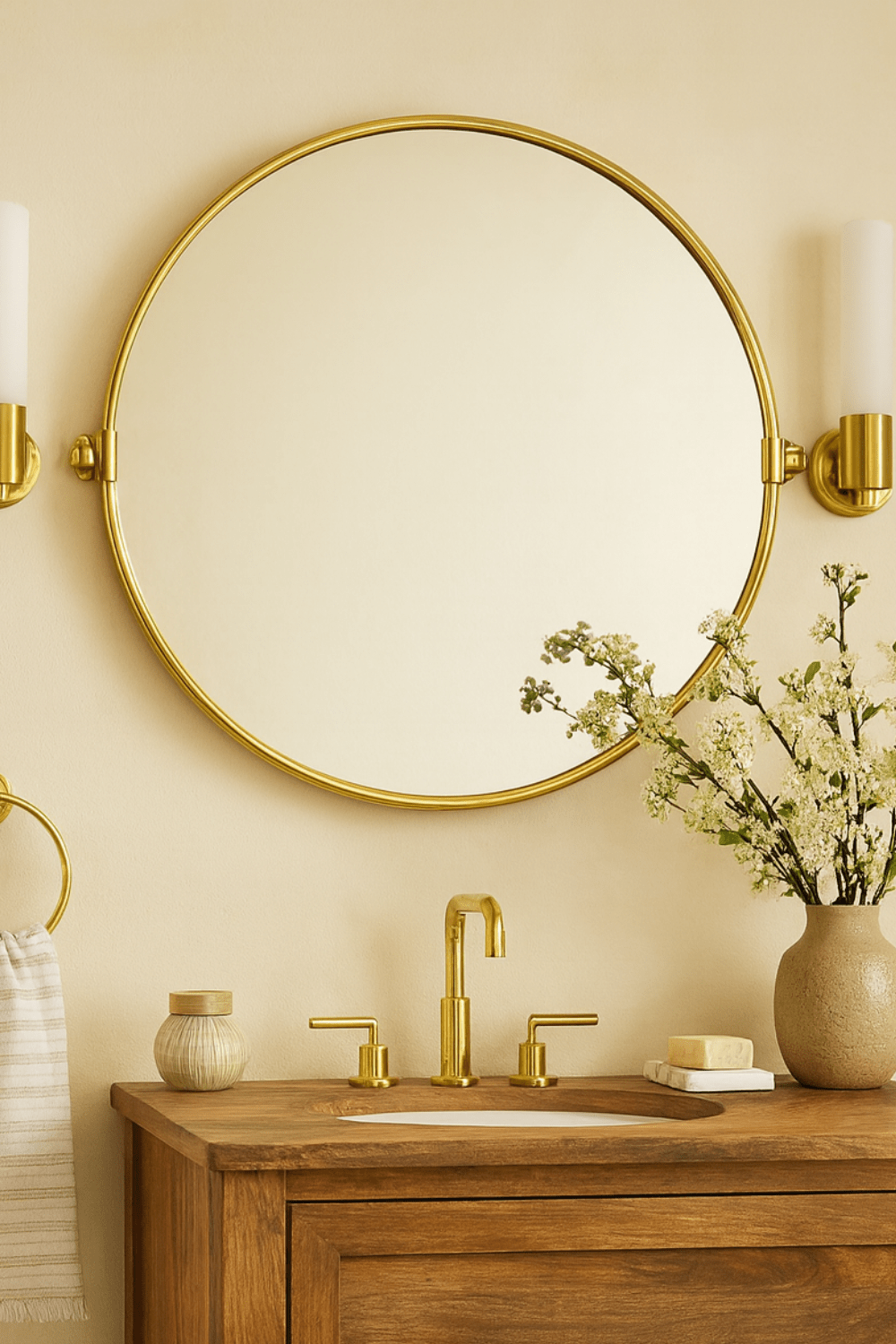 Round Pivot Bathroom Mirror - TEHOME