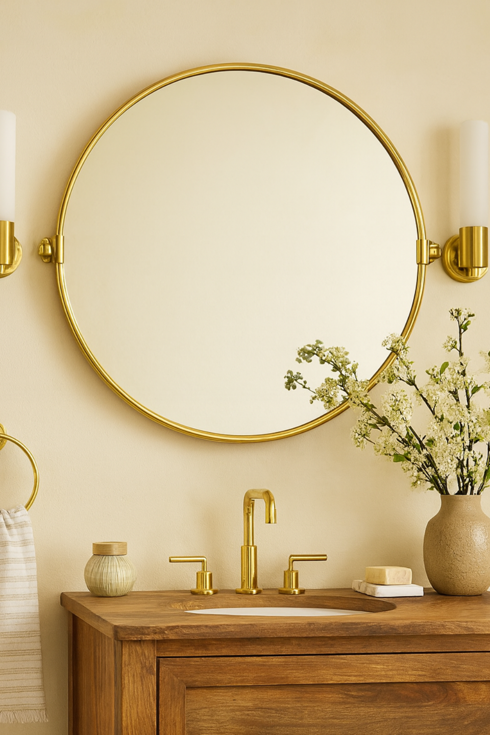 round pivot bathroom mirror