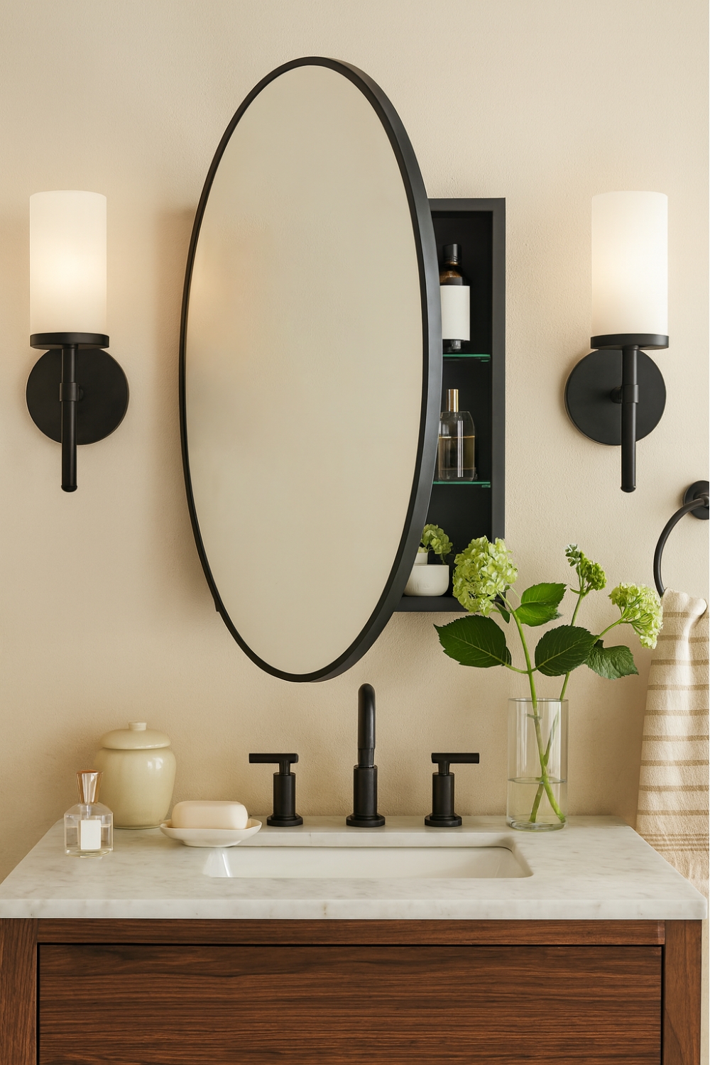 oval/pill medicine cabinet