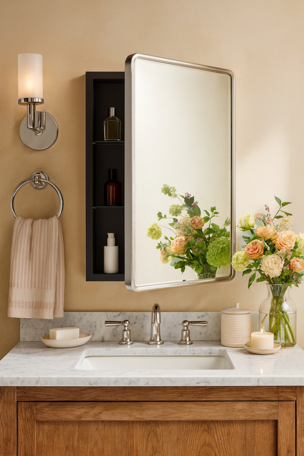 brushed nickel medicine cabinet