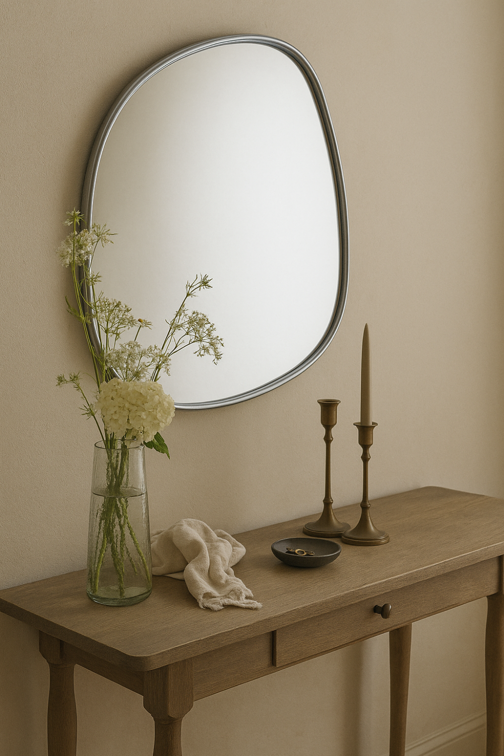 silver wall mirror