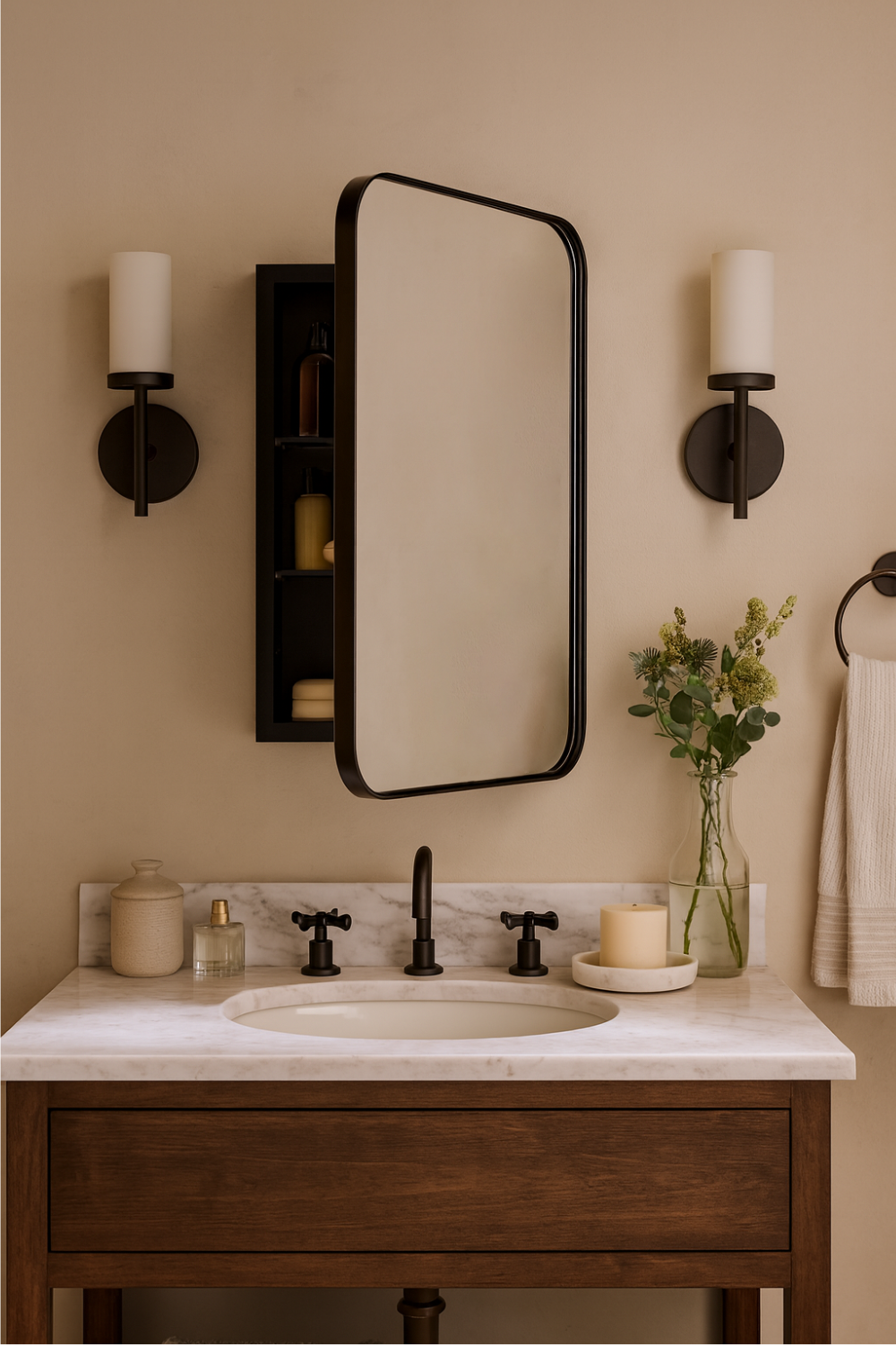 black medicine cabinet