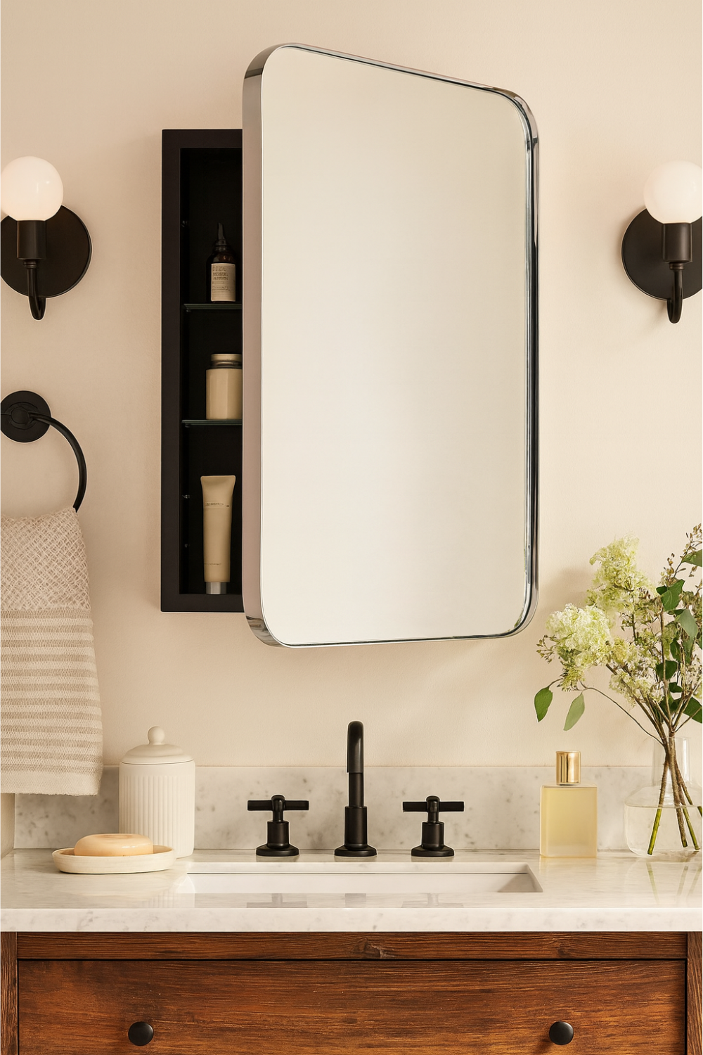 polished nickel medicine cabinet