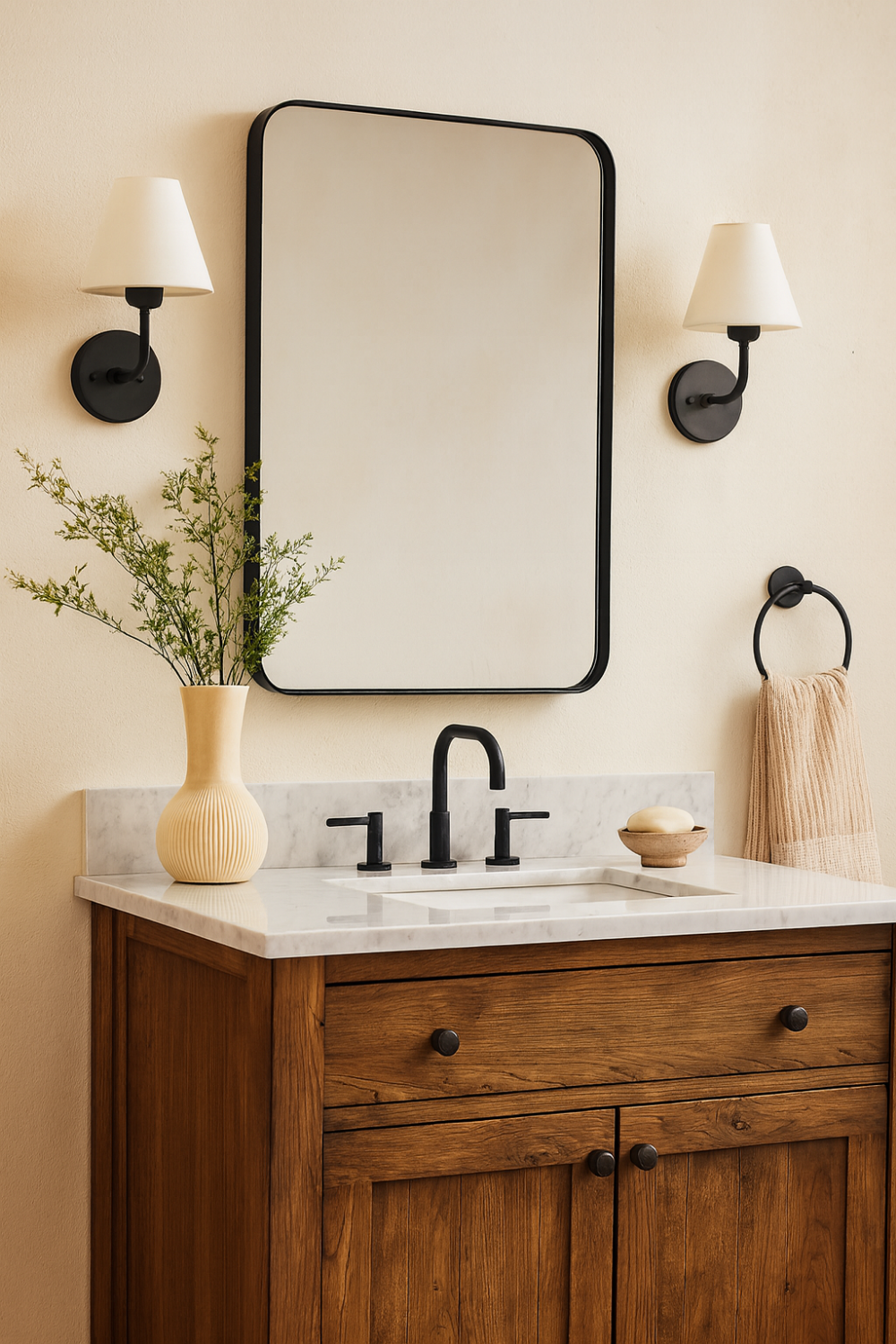 black bathroom mirror