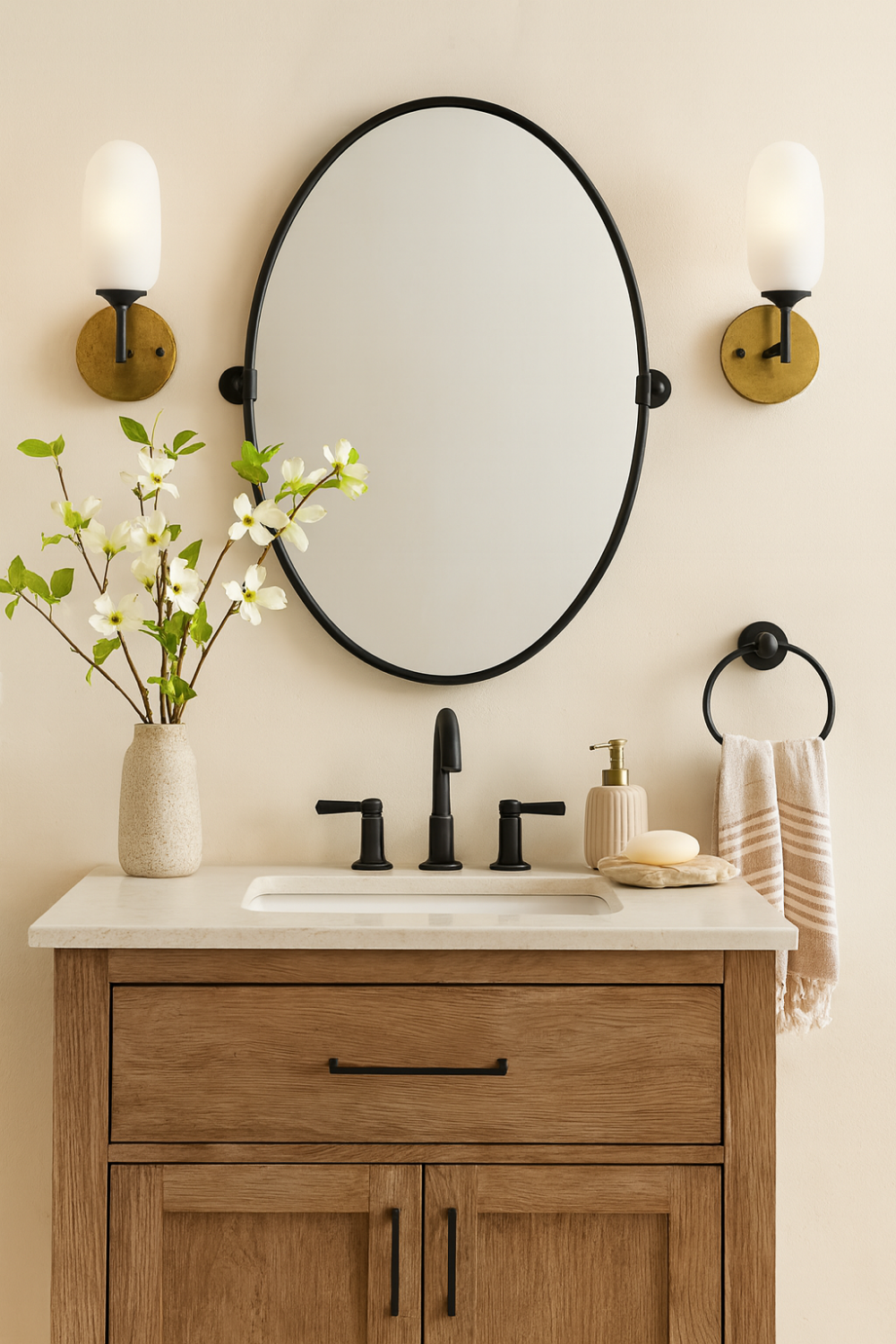 oval/pill pivot mirror bathroom