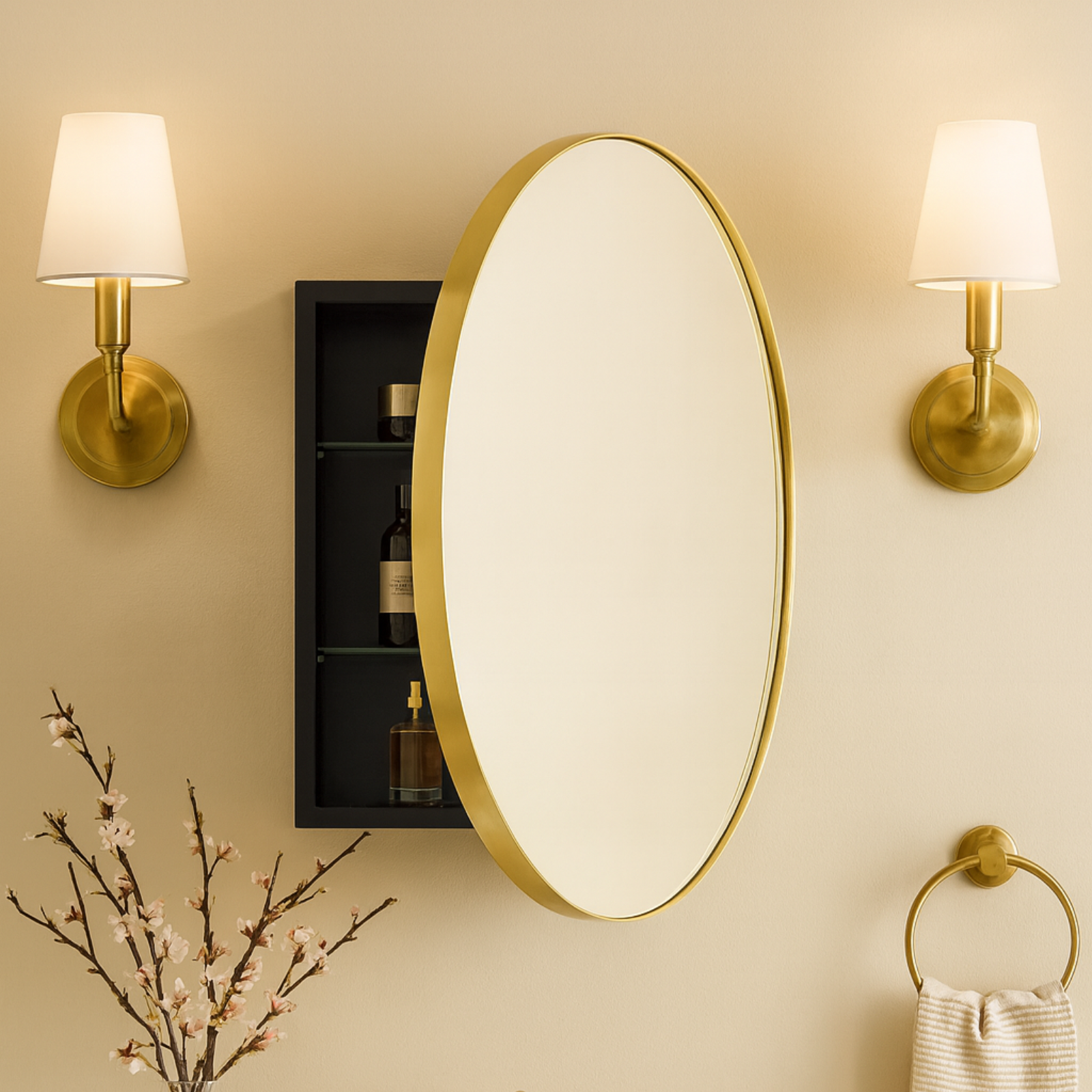 gold medicine cabinet