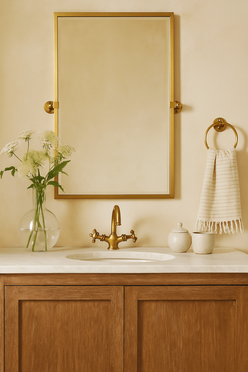 Gold Pivot Bathroom Mirror - TEHOME