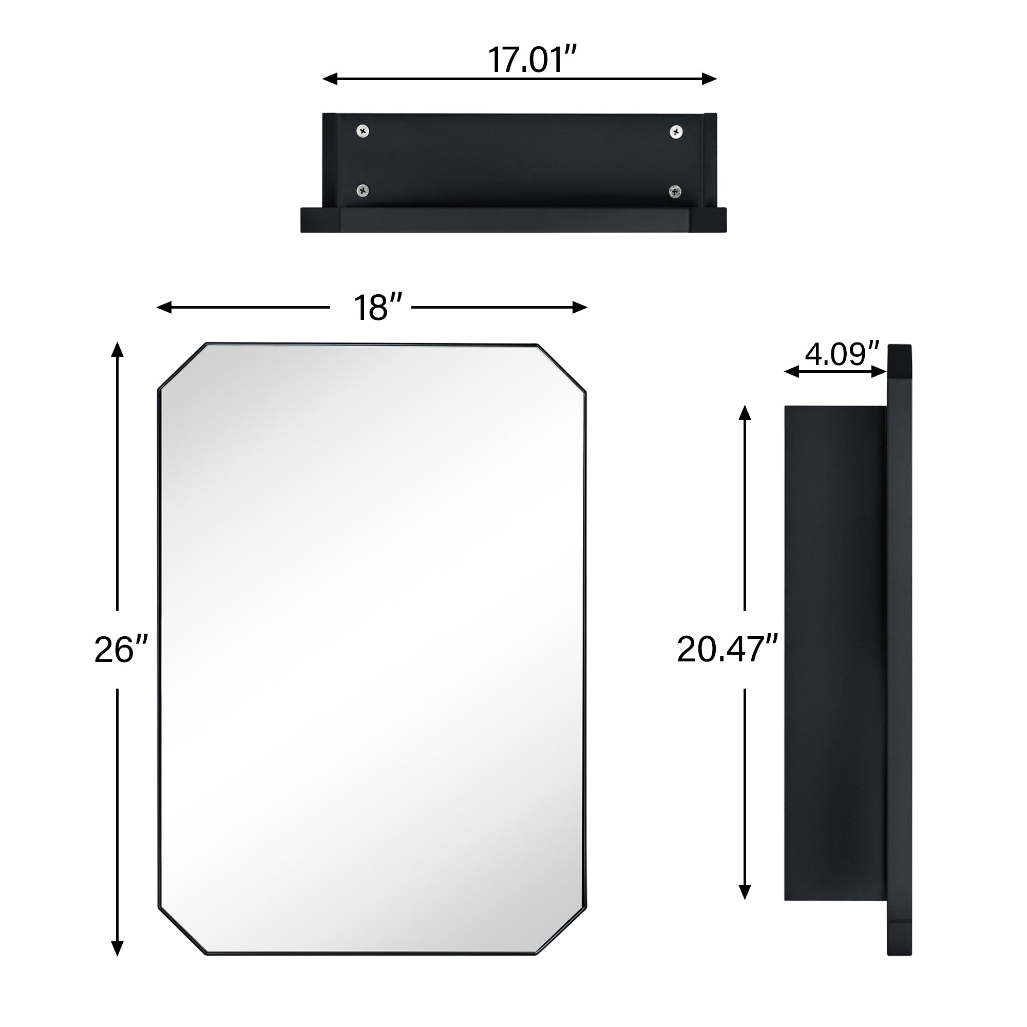 Irregular-Surface Mount Medicine Cabinet with Mirror-18x26