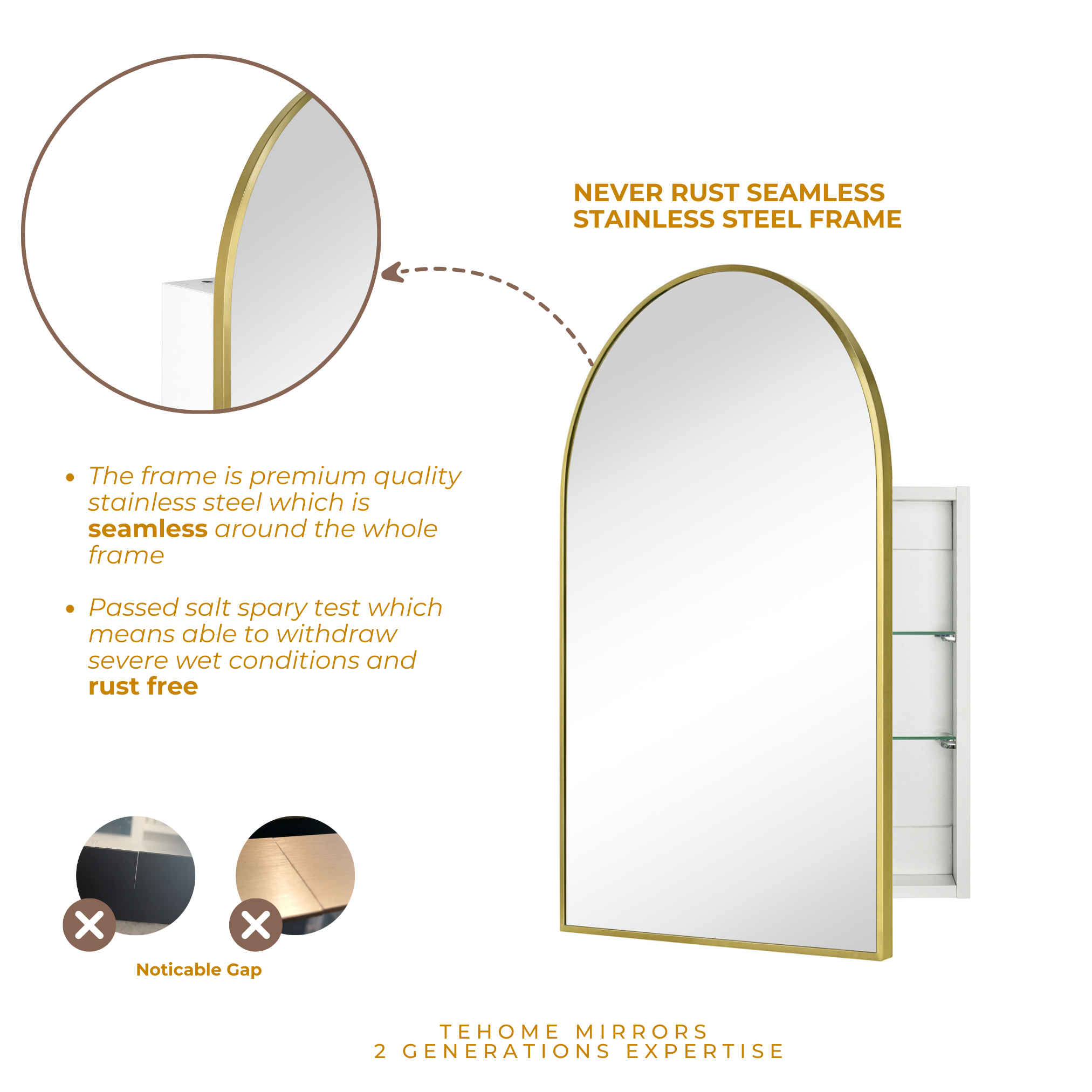 Arched Bathroom Medicine Cabinet with Mirror Recessed and Surface Mount Medicine Cabinet Mirror