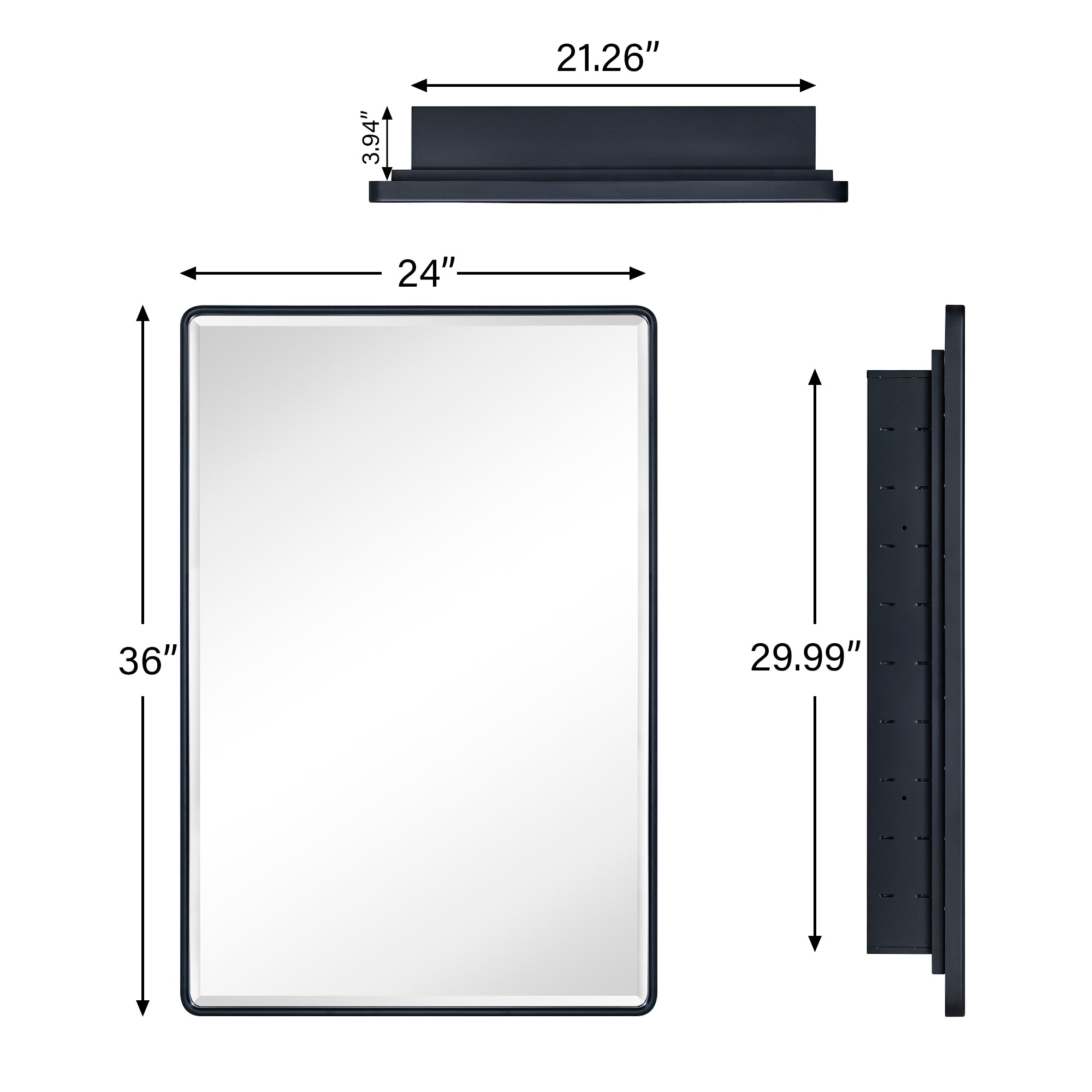 Recessed Rectangular Metal Framed Bathroom Medicine Cabinets with Mirror