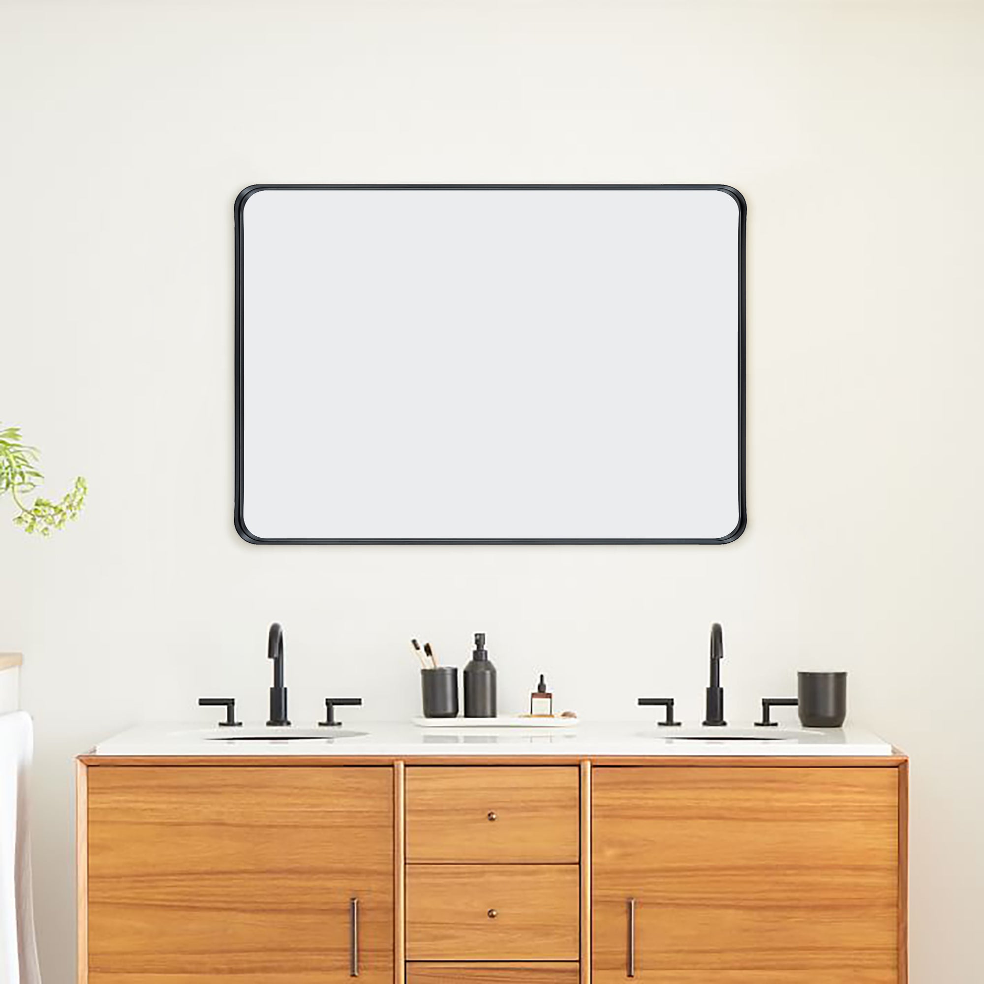 Rectangular Metal Framed Wall Mounted Bathroom Vanity Mirror