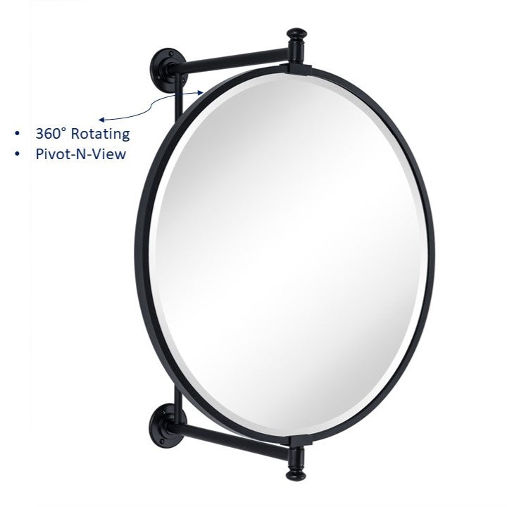 Round Metal Framed Tilting Ivot-N-View Wall Mounted Bathroom Vanity Mirror